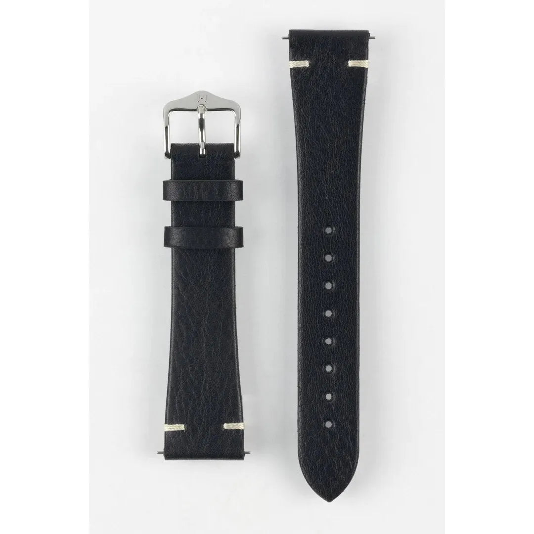 Black HIRSCH Bagnore Vintage style Calfskin Watchband