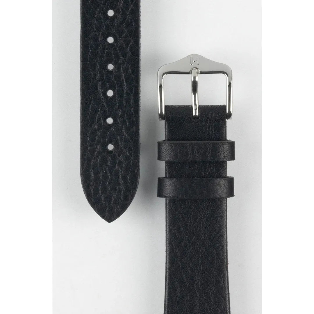 Black HIRSCH Bagnore Vintage style Calfskin Watchband