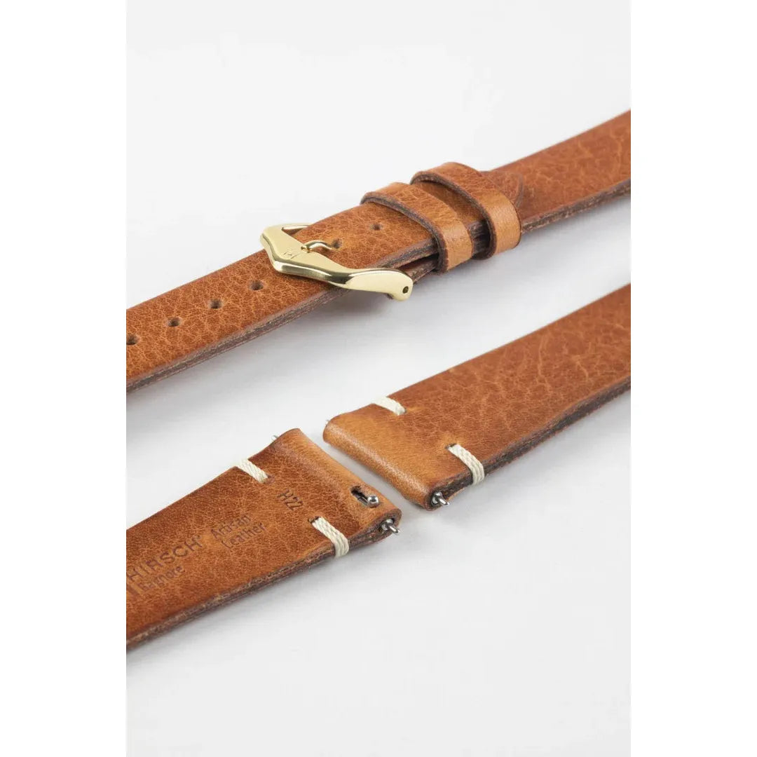 Brown HIRSCH Bagnore Vintage style Calfskin Watchband