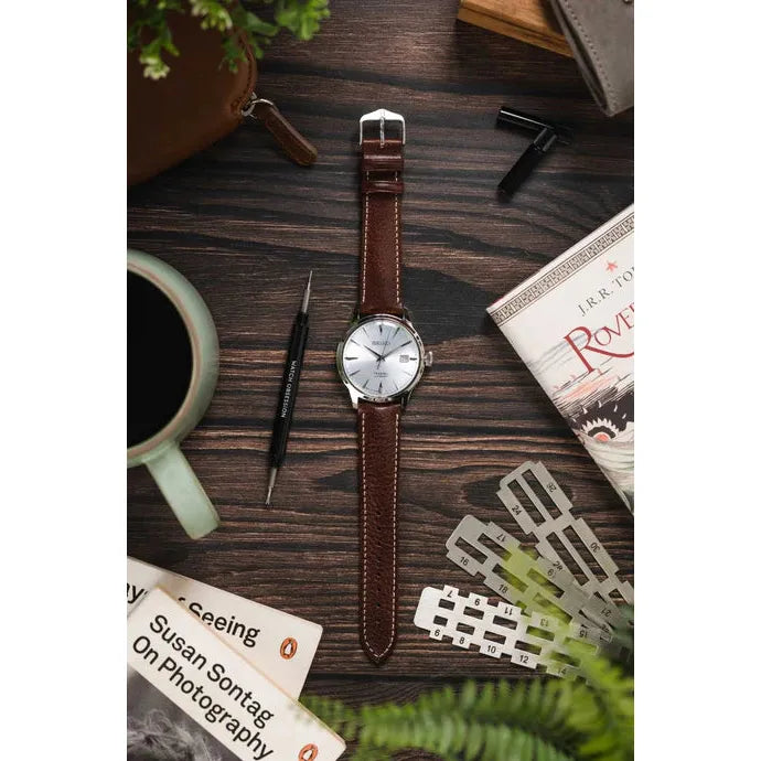 Brown HIRSCH BOSTON Buffalo Calfskin Watch Strap 013 02 NQ