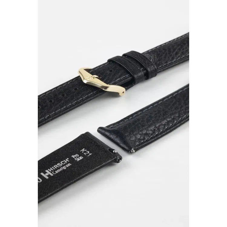 Black HIRSCH CAMELGRAIN Pro Skin Watch Strap 010 09