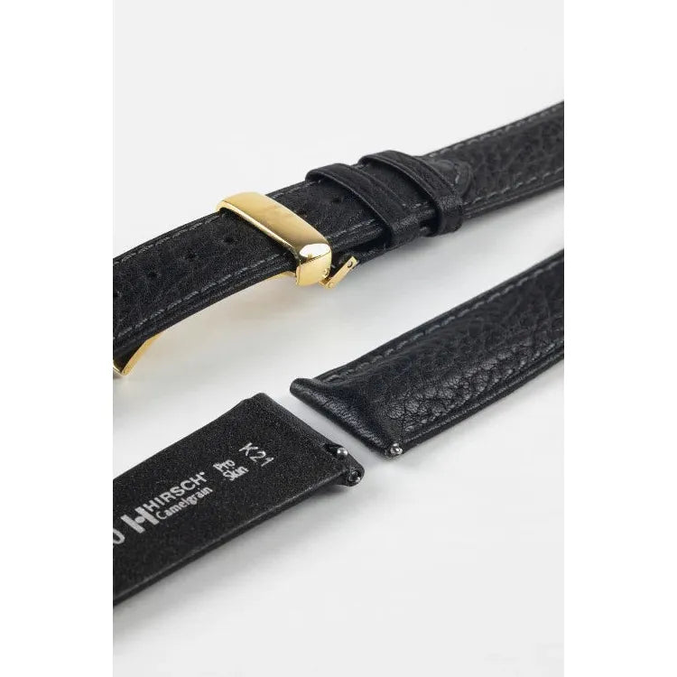 Black HIRSCH CAMELGRAIN Pro Skin Watch Strap 010 09