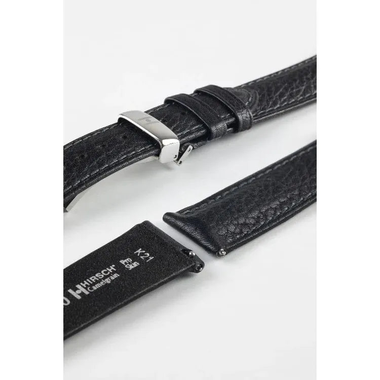 Black HIRSCH CAMELGRAIN Pro Skin Watch Strap 010 09