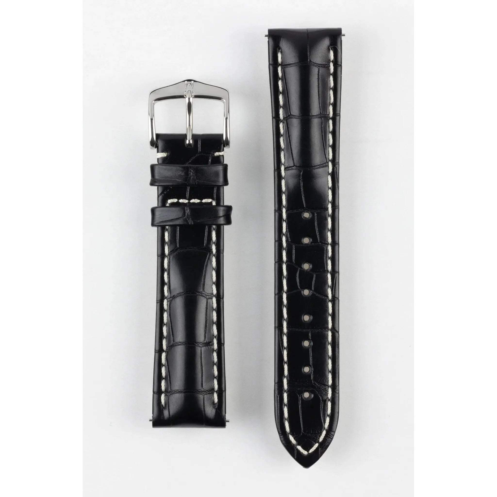 Black HIRSCH CAPITANO Louisiana Matte Alligator Watchband, Water Resistant 050 07