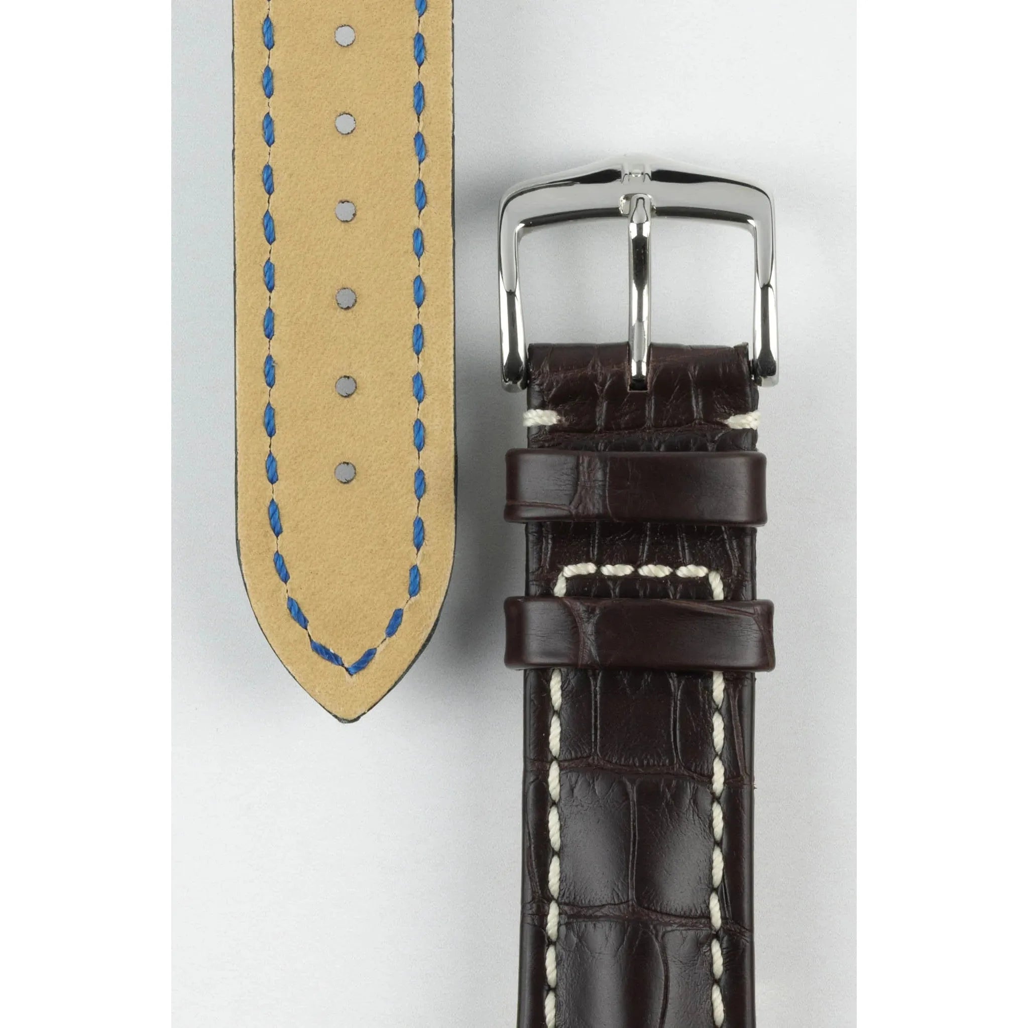 Brown HIRSCH CAPITANO Louisiana Matte Alligator Watchband, Water Resistant 050 07