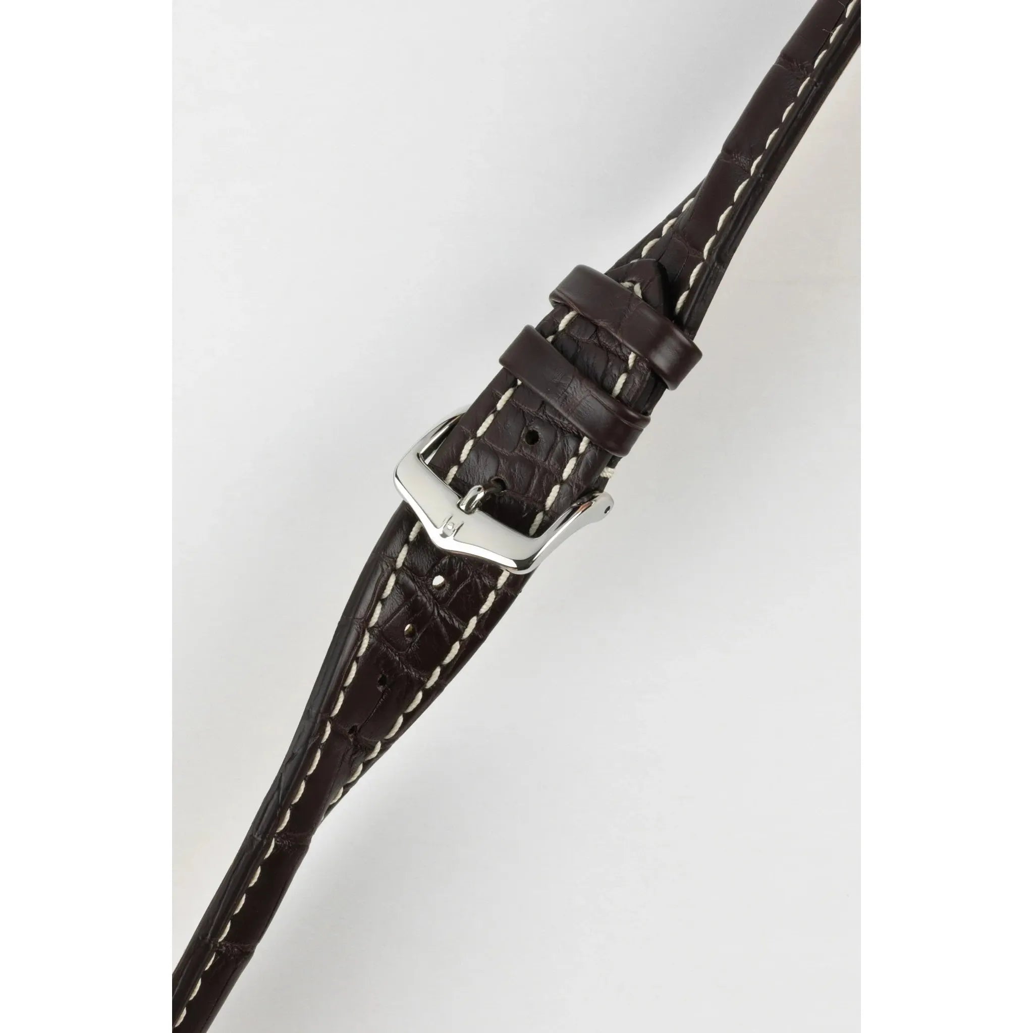 Brown HIRSCH CAPITANO Louisiana Matte Alligator Watchband, Water Resistant 050 07