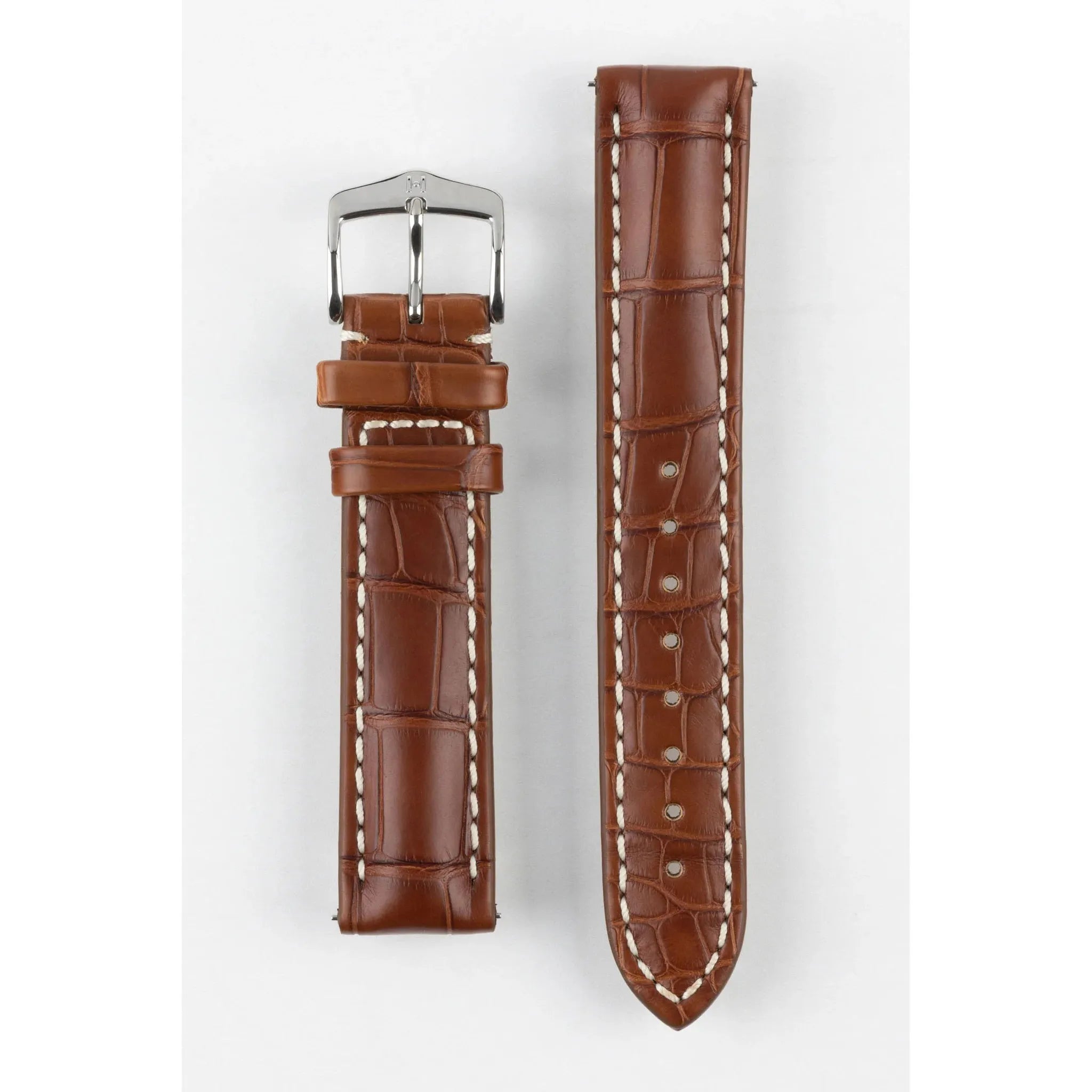 Gold Brown HIRSCH CAPITANO Louisiana Matte Alligator Watchband, Water Resistant 050 07