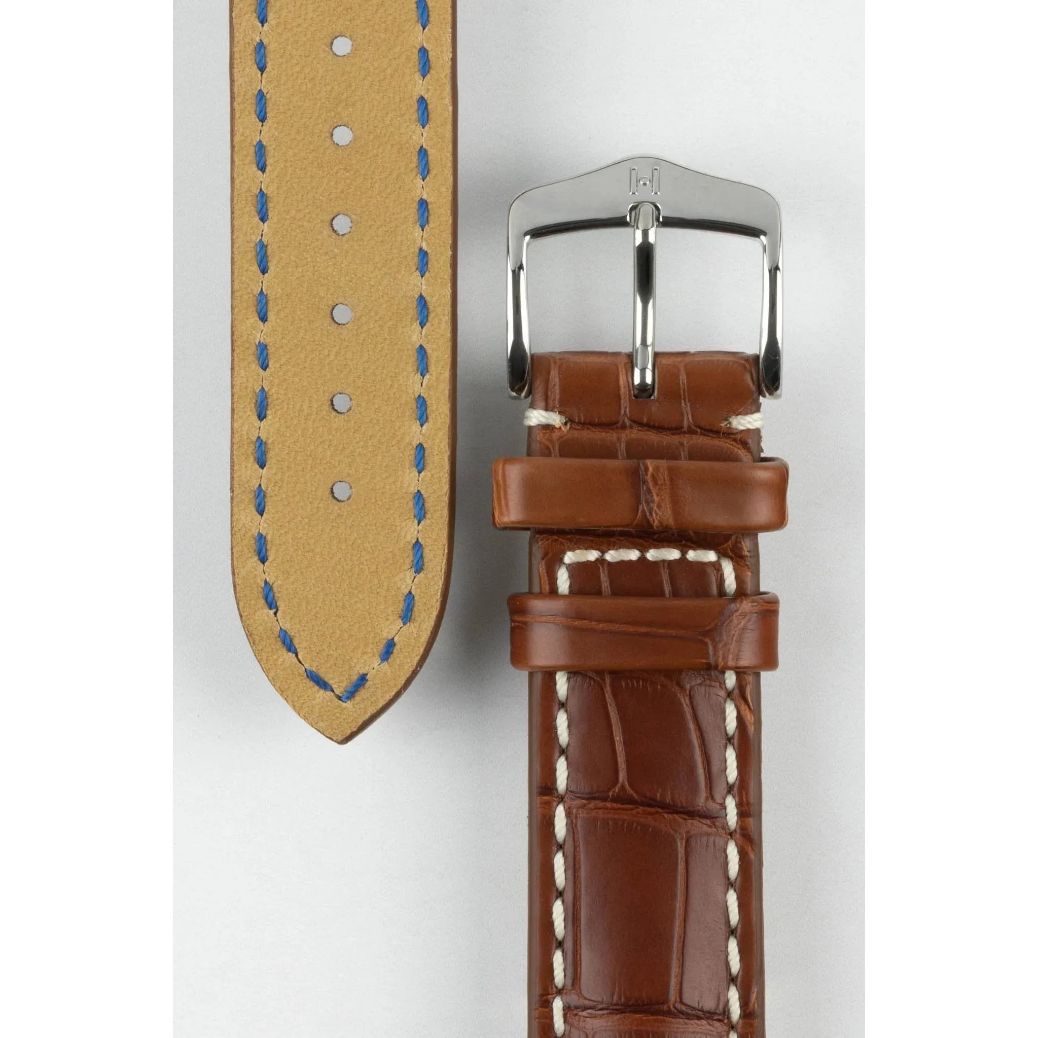 Gold Brown HIRSCH CAPITANO Louisiana Matte Alligator Watchband, Water Resistant 050 07