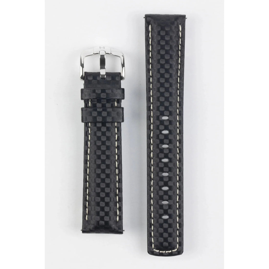 Black HIRSCH CARBON Water Resistant Carbon Hi-tech Leather Watch Band 025 92