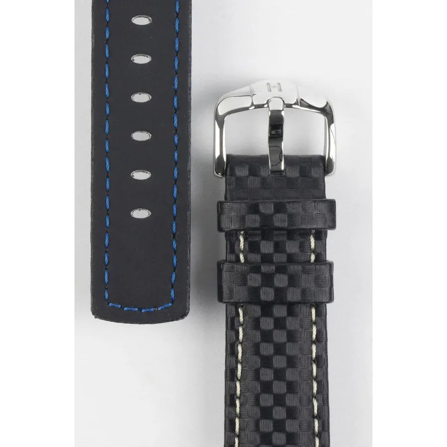 Black HIRSCH CARBON Water Resistant Carbon Hi-tech Leather Watch Band 025 92