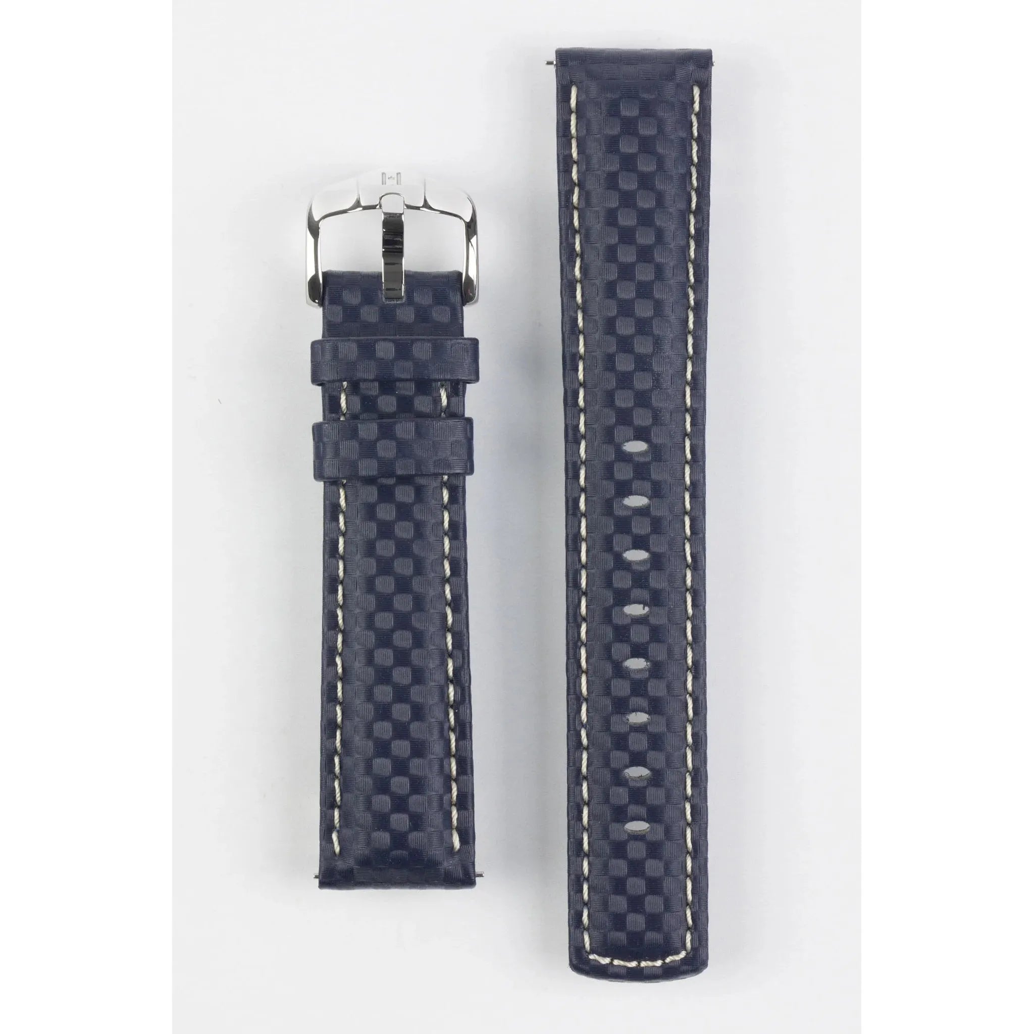 Blue HIRSCH CARBON Water Resistant Carbon Hi-tech Leather Watch Band 025 92