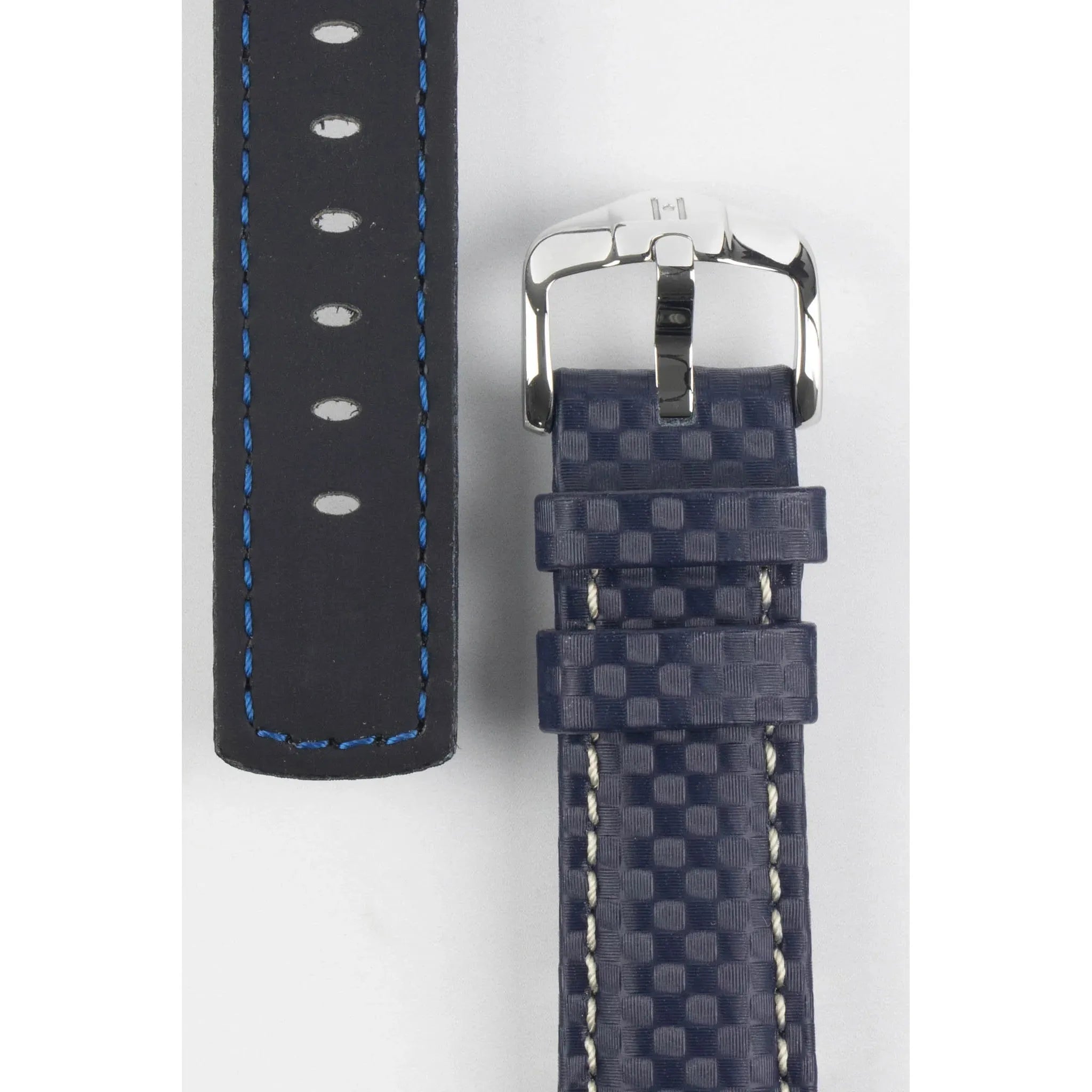 Blue HIRSCH CARBON Water Resistant Carbon Hi-tech Leather Watch Band 025 92