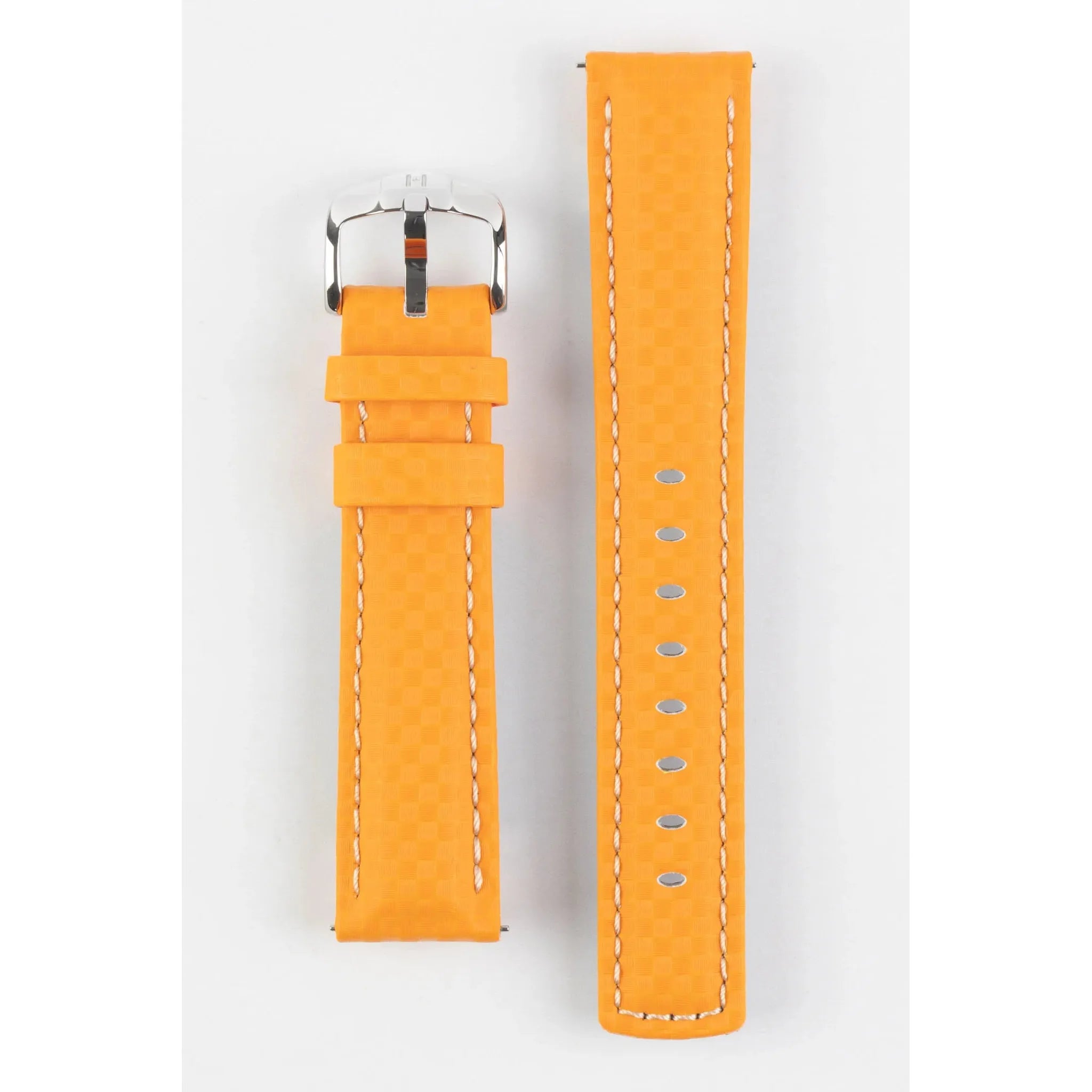 Orange HIRSCH CARBON Water Resistant Carbon Hi-tech Leather Watch Band 025 92