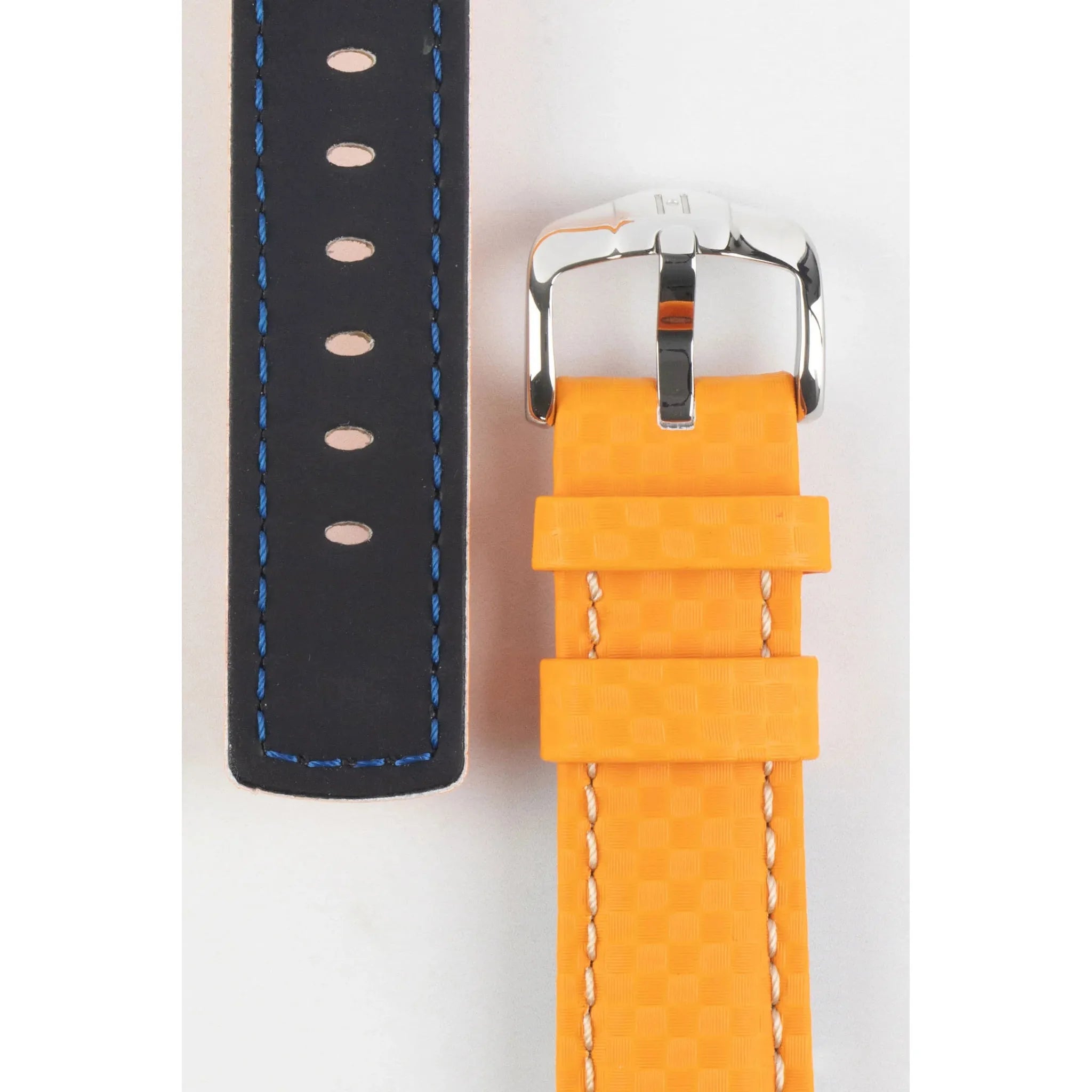 Orange HIRSCH CARBON Water Resistant Carbon Hi-tech Leather Watch Band 025 92