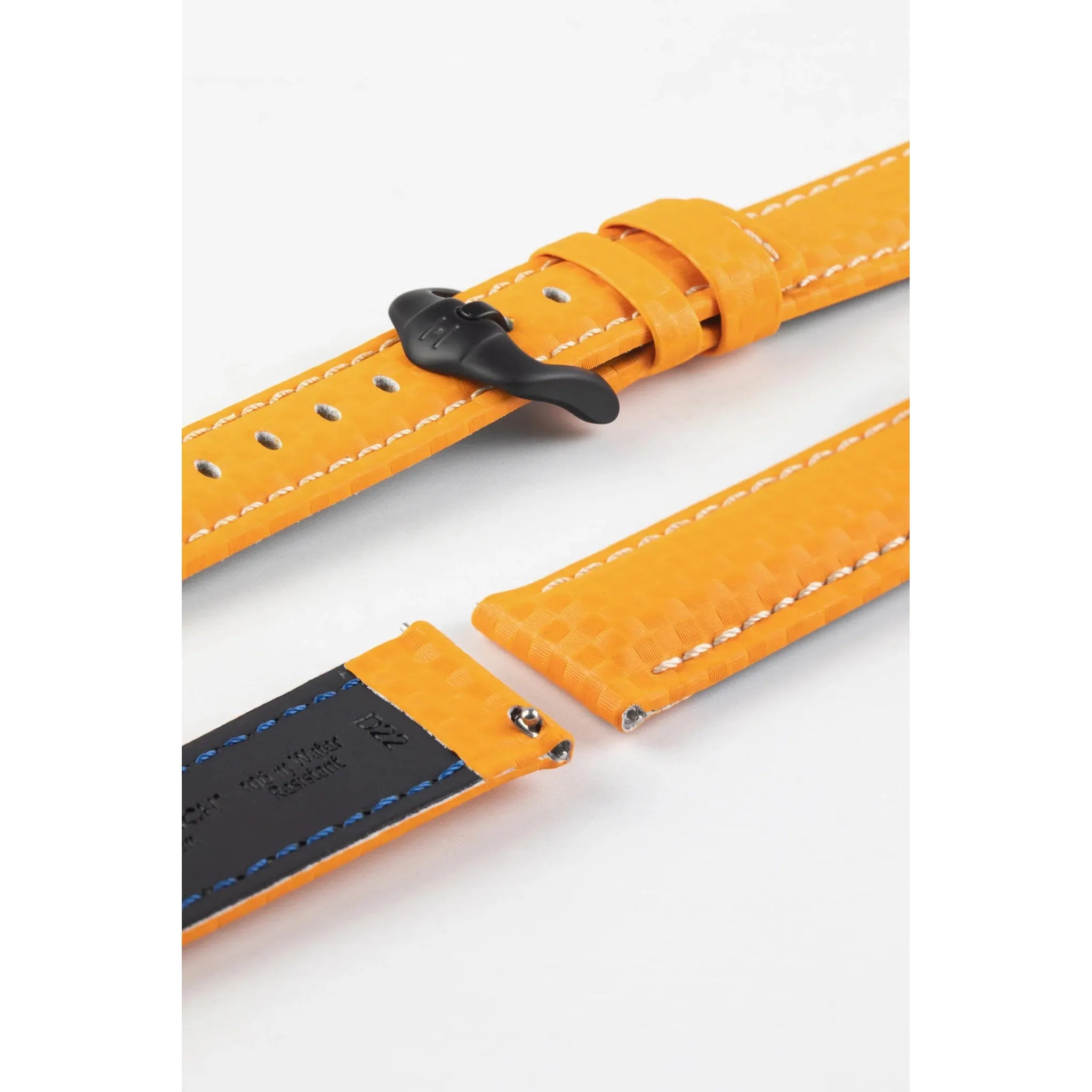 Orange HIRSCH CARBON Water Resistant Carbon Hi-tech Leather Watch Band 025 92