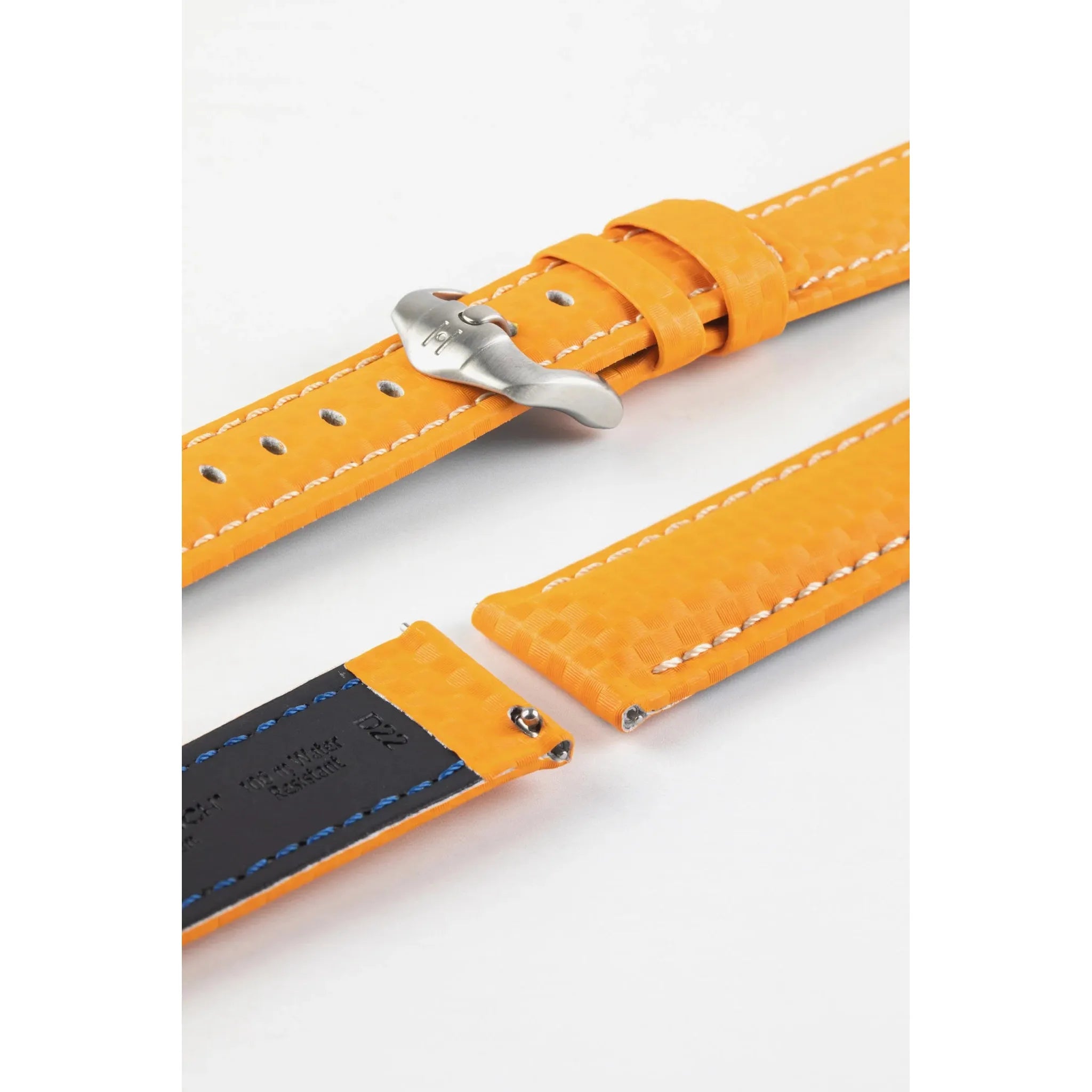 Orange HIRSCH CARBON Water Resistant Carbon Hi-tech Leather Watch Band 025 92