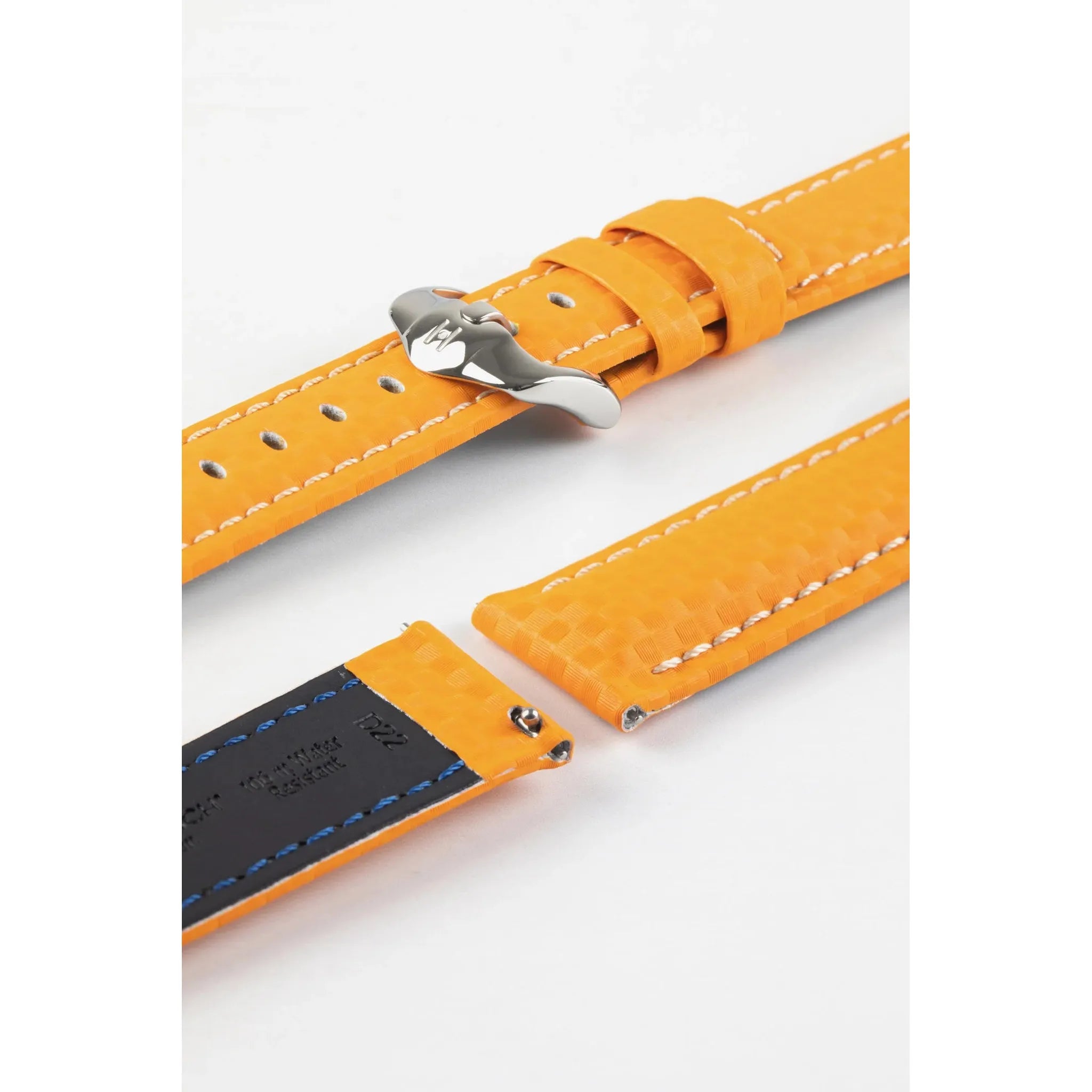 Orange HIRSCH CARBON Water Resistant Carbon Hi-tech Leather Watch Band 025 92