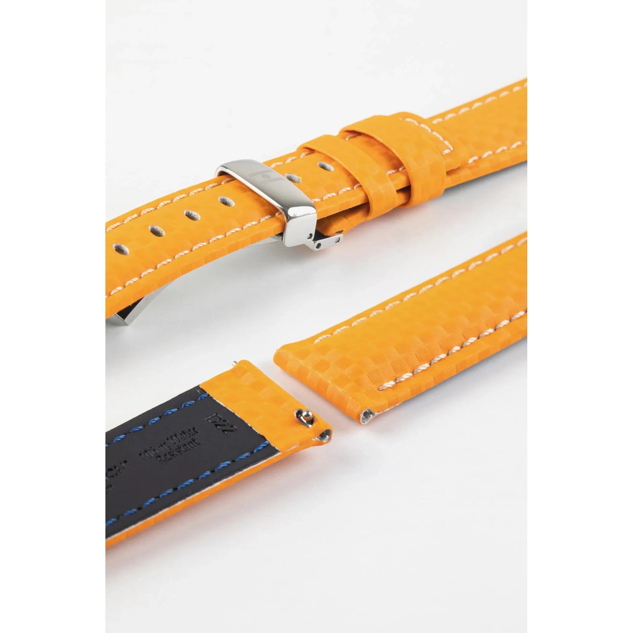 Orange HIRSCH CARBON Water Resistant Carbon Hi-tech Leather Watch Band 025 92