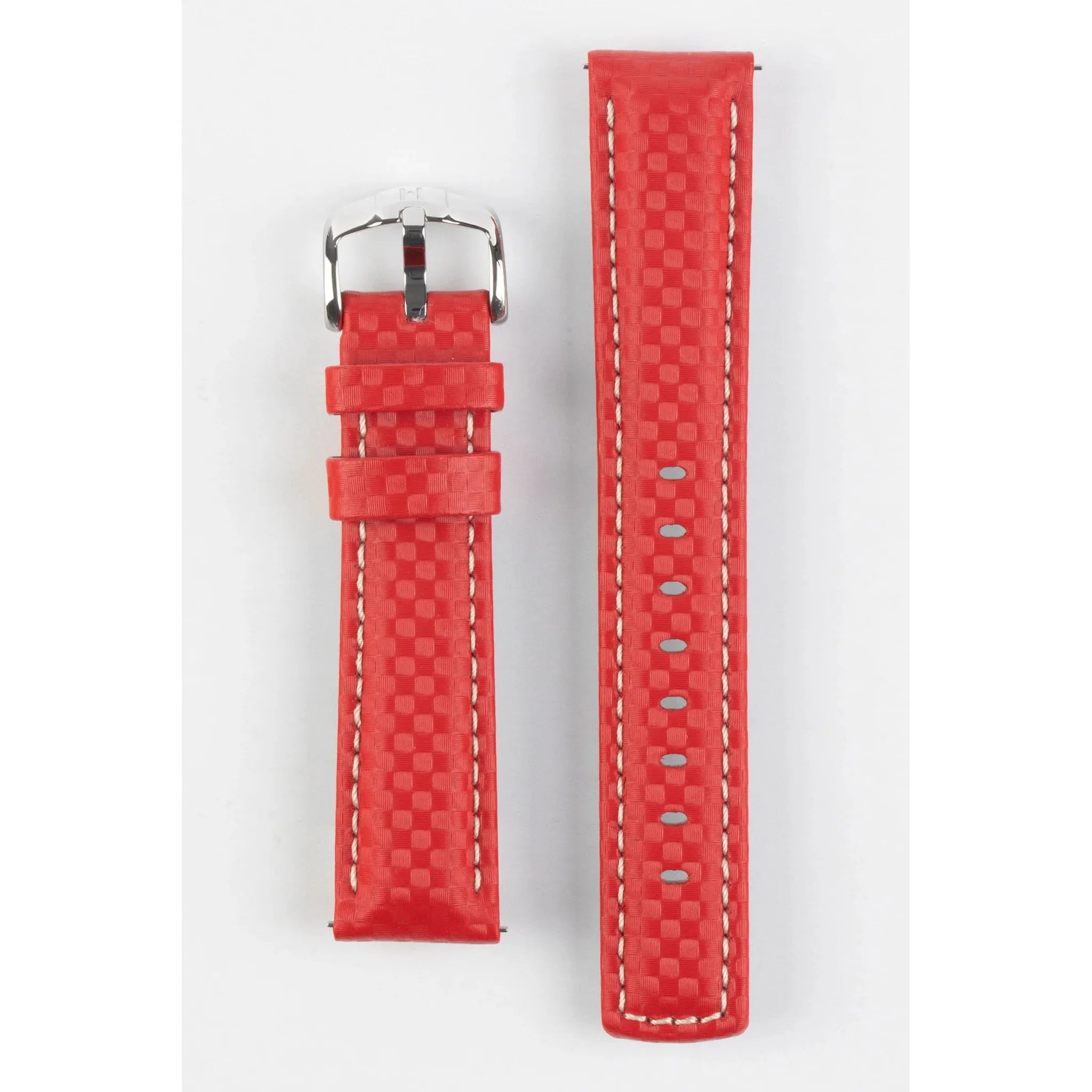 Red HIRSCH CARBON Water Resistant Carbon Hi-tech Leather Watch Band 025 92