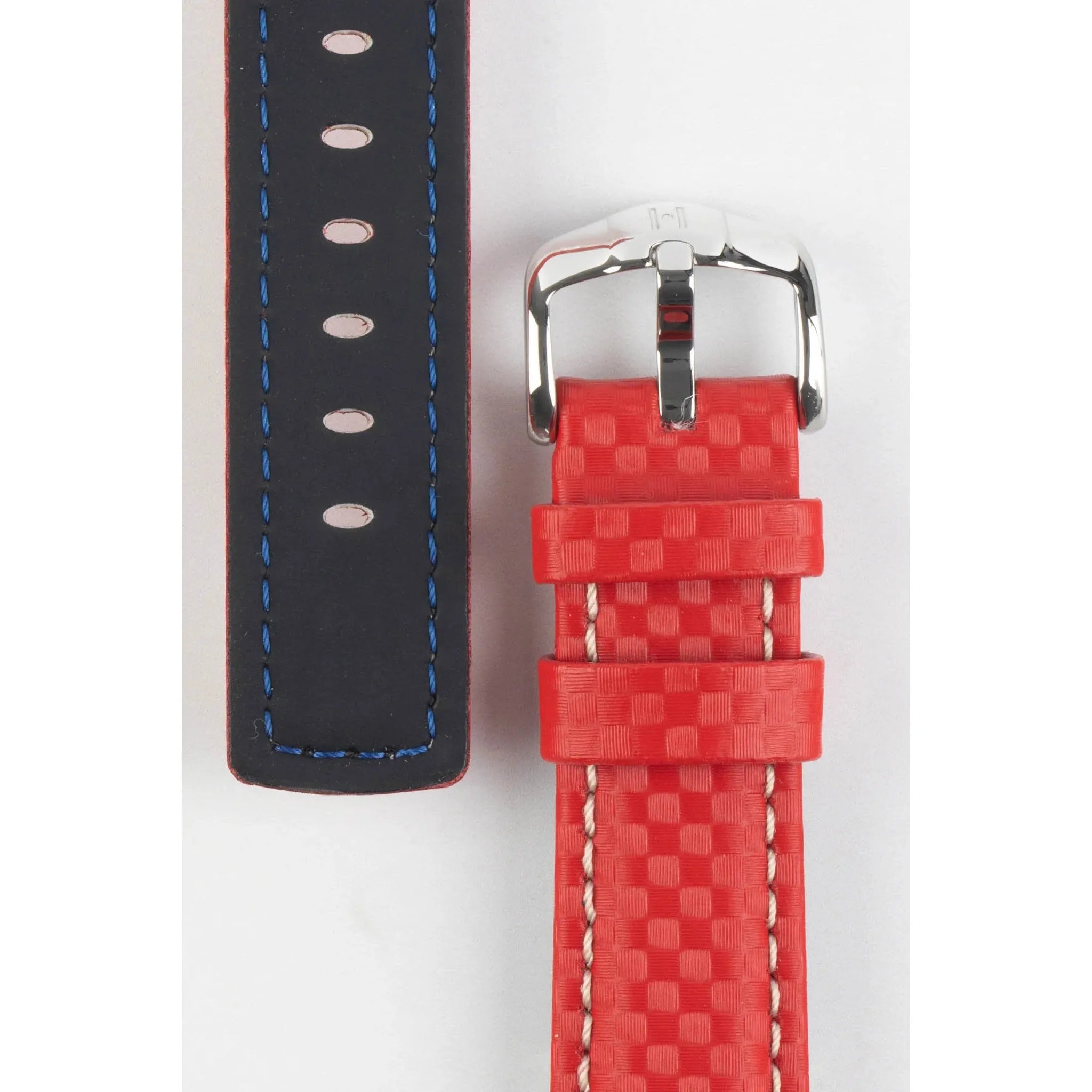 Red HIRSCH CARBON Water Resistant Carbon Hi-tech Leather Watch Band 025 92