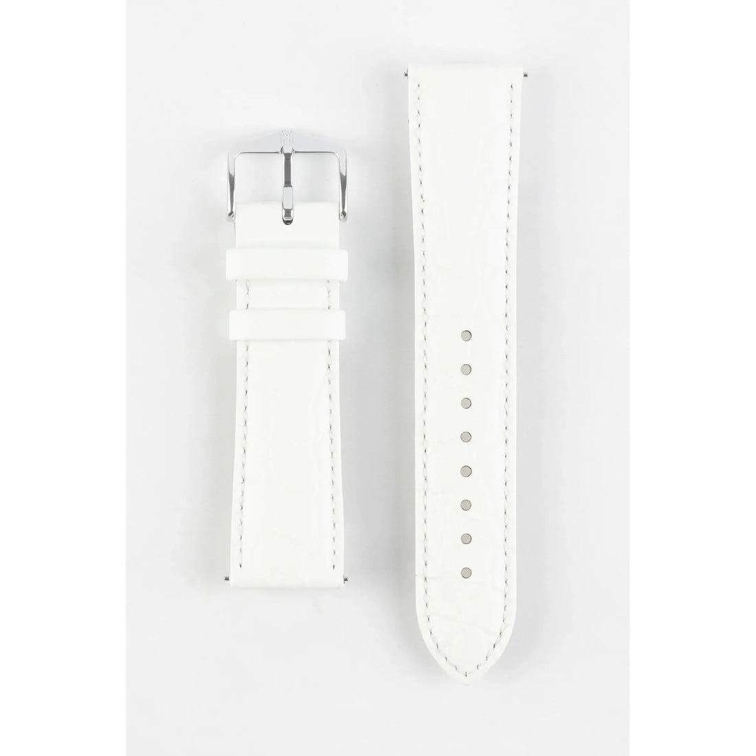 White Ladies HIRSCH CROCOGRAIN Crocodile Embossed Shiny Calfskin Watch Strap 1230 28