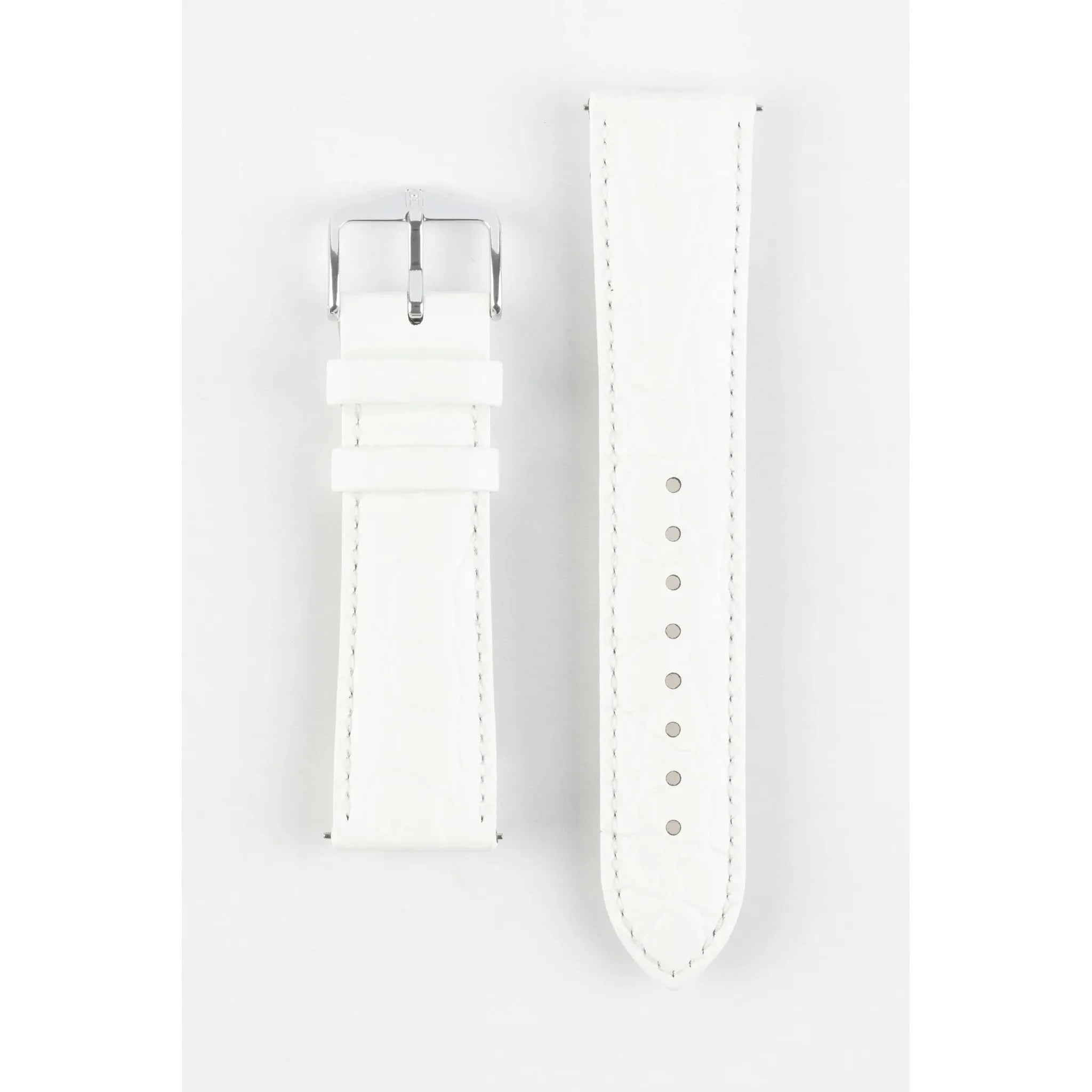 White Ladies HIRSCH CROCOGRAIN Crocodile Embossed Shiny Calfskin Watch Strap 1230 28