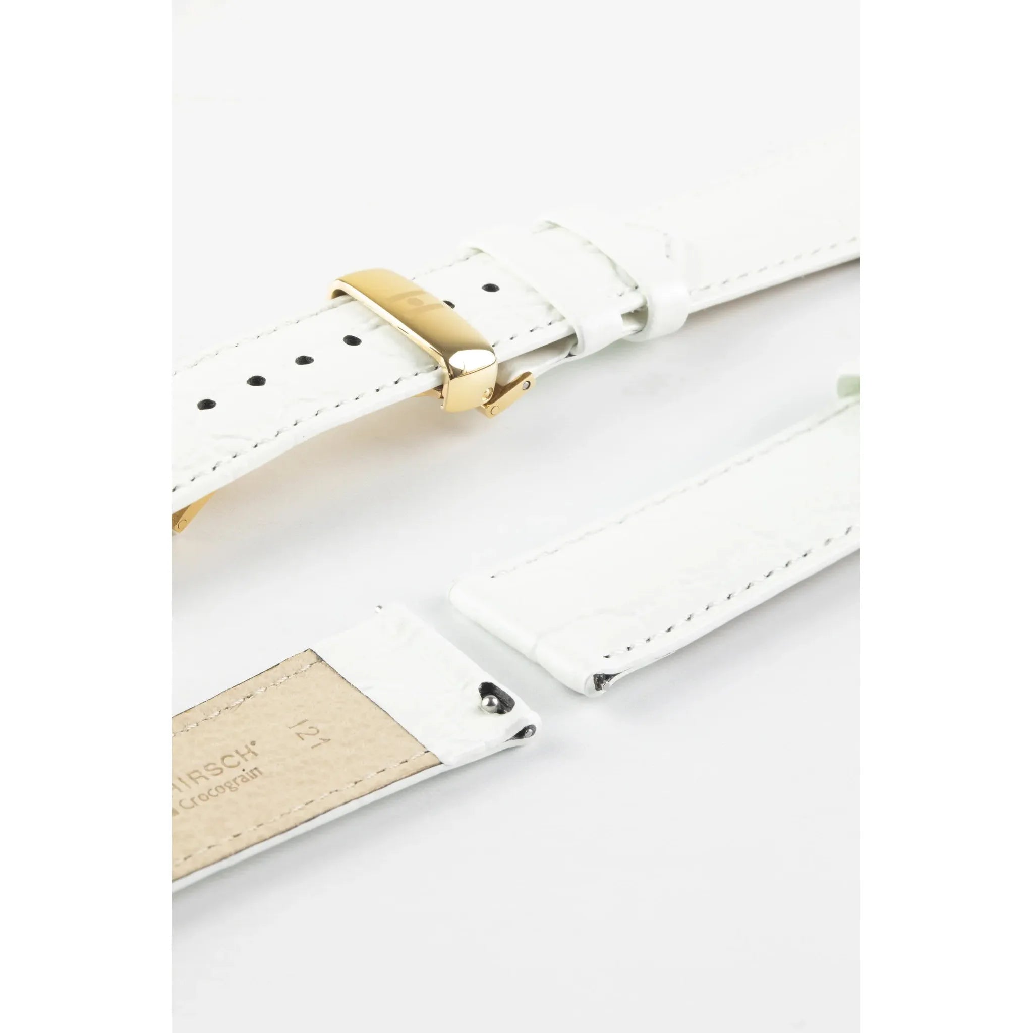 White Ladies HIRSCH CROCOGRAIN Crocodile Embossed Shiny Calfskin Watch Strap 1230 28