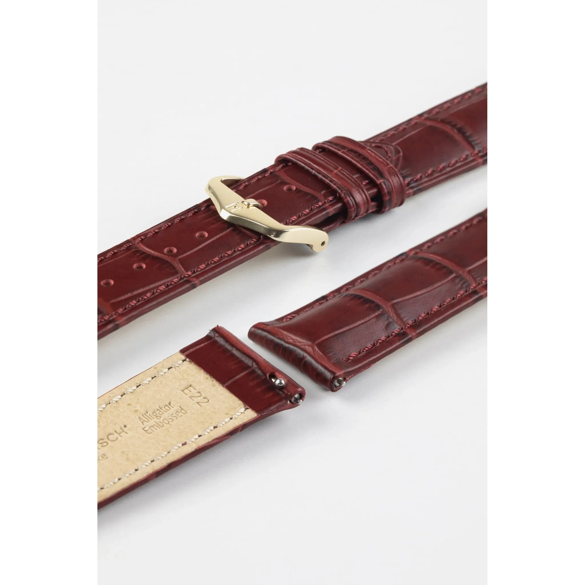 Burgundy HIRSCH DUKE Alligator Embossed Calfskin Watch Strap 010 28