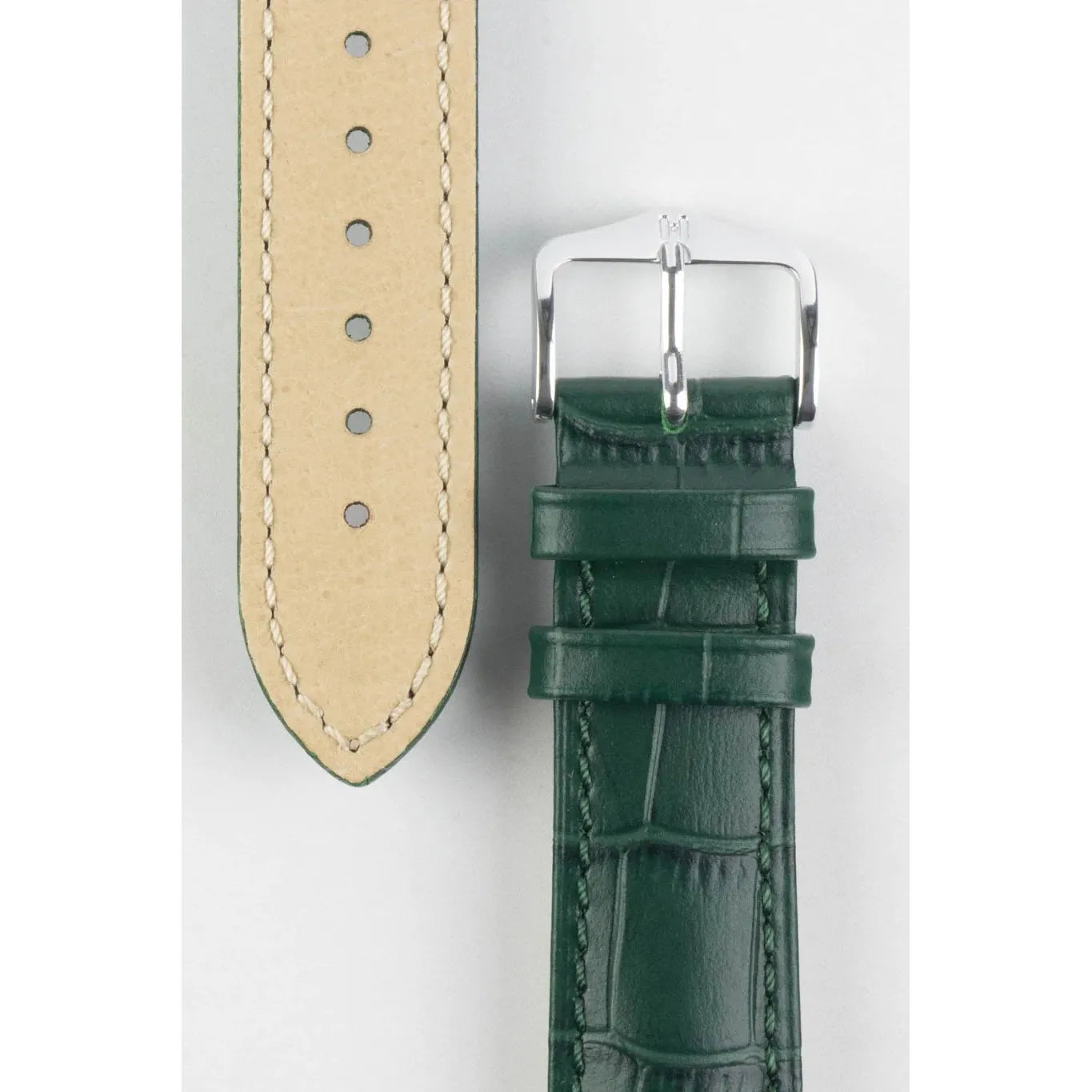 Green HIRSCH DUKE Alligator Embossed Calfskin Watch Strap 010 28