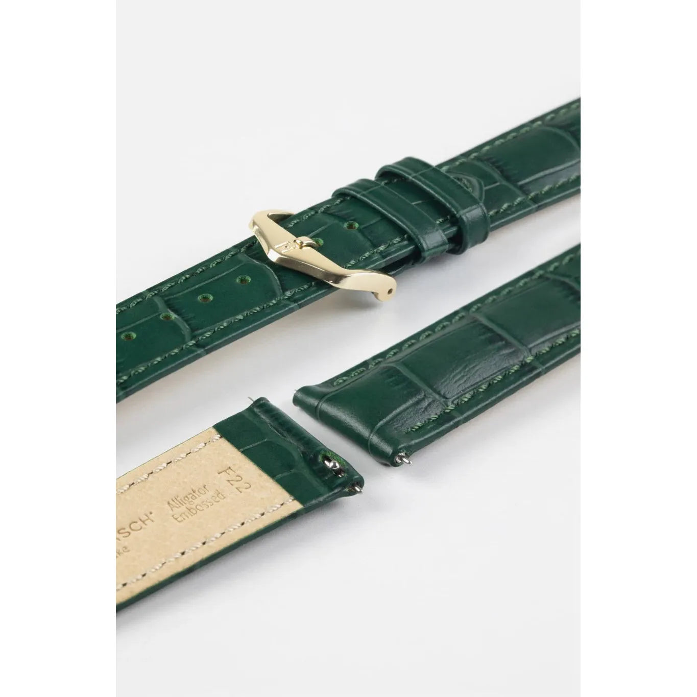 Green HIRSCH DUKE Alligator Embossed Calfskin Watch Strap 010 28