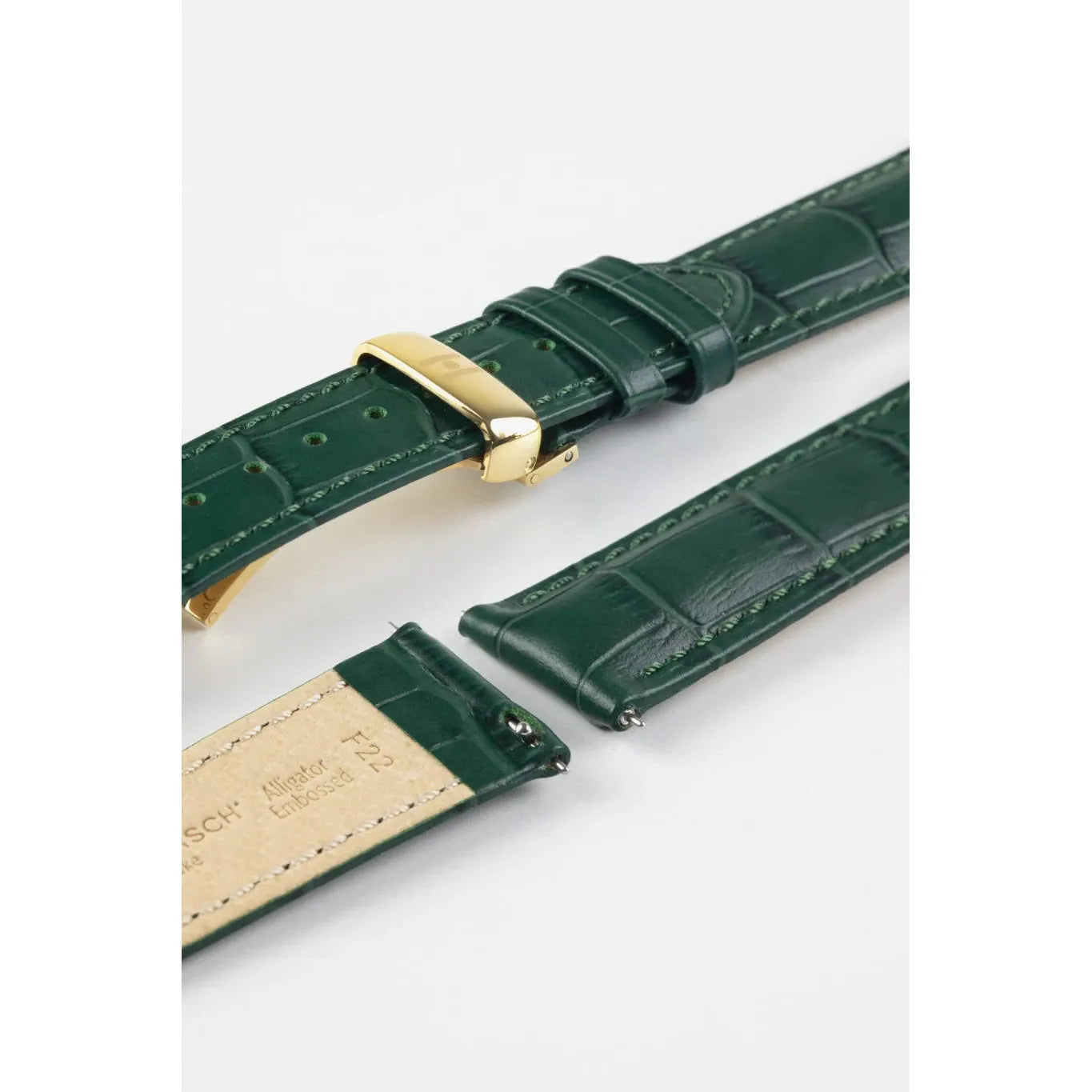 Green HIRSCH DUKE Alligator Embossed Calfskin Watch Strap 010 28