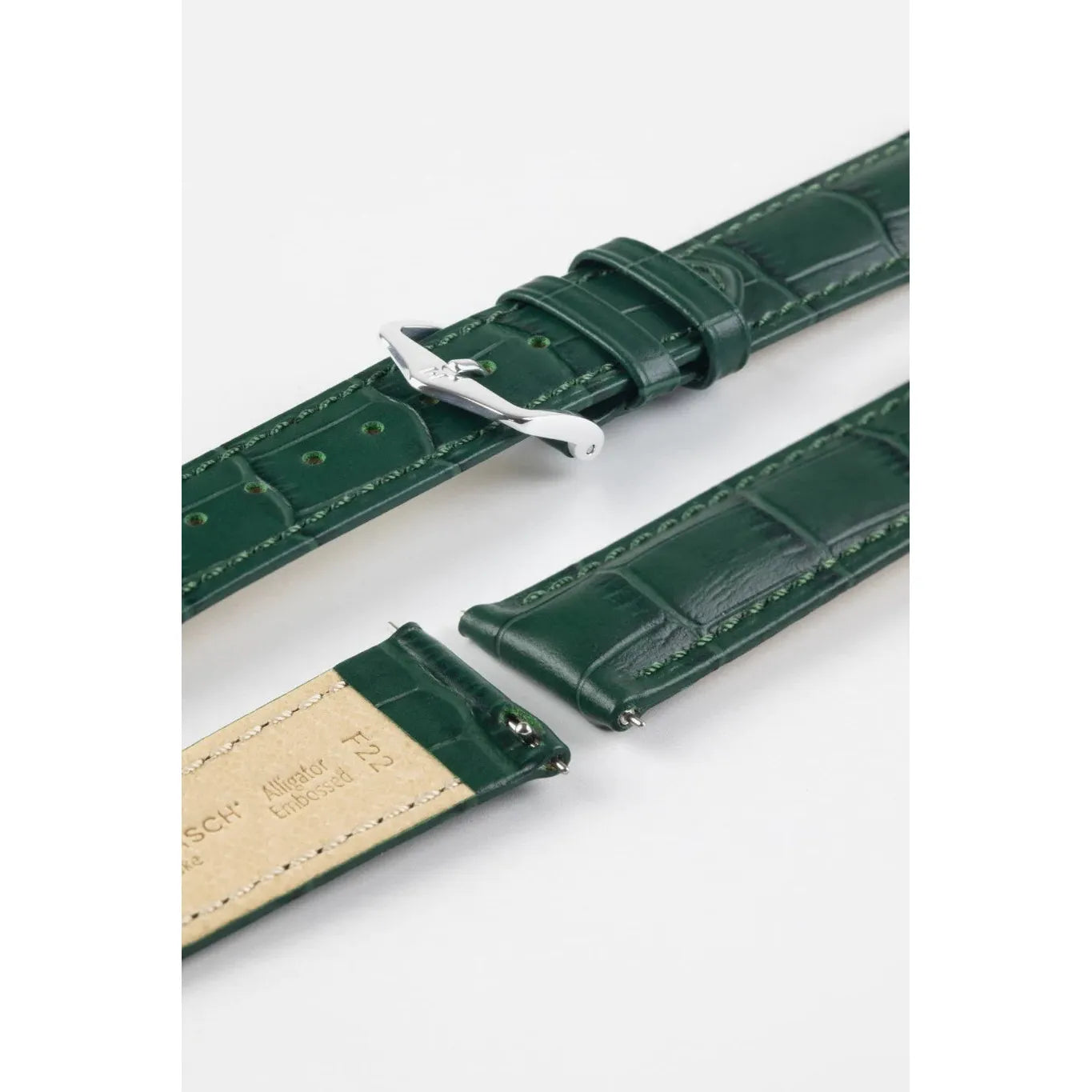 Green HIRSCH DUKE Alligator Embossed Calfskin Watch Strap 010 28