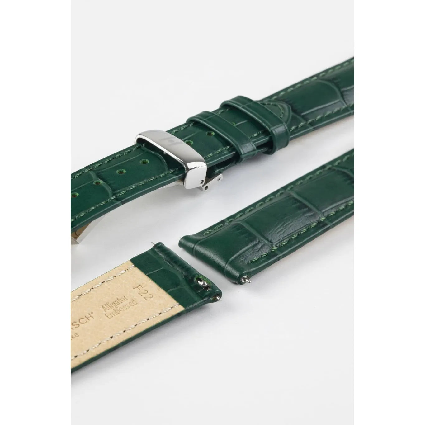 Green HIRSCH DUKE Alligator Embossed Calfskin Watch Strap 010 28