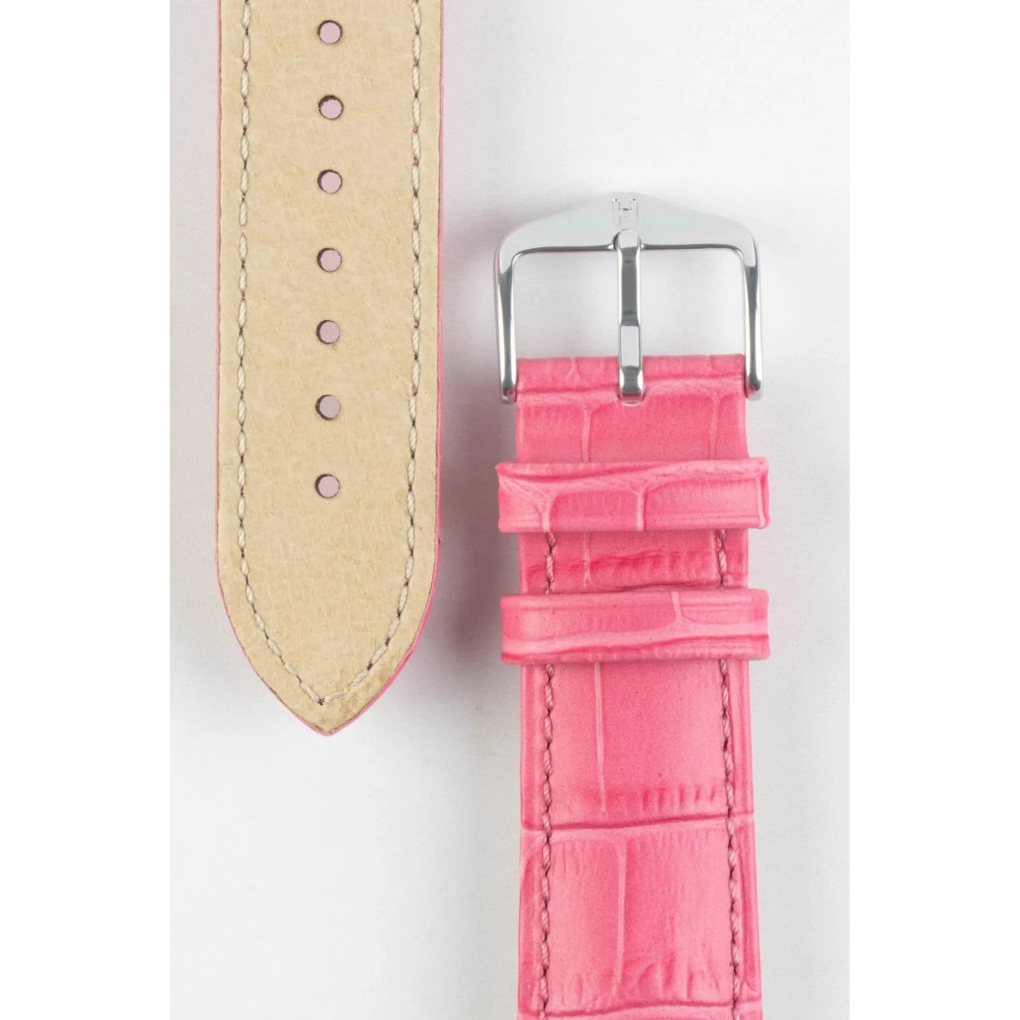 Pink HIRSCH DUKE Alligator Embossed Calfskin Watch Strap 010 28