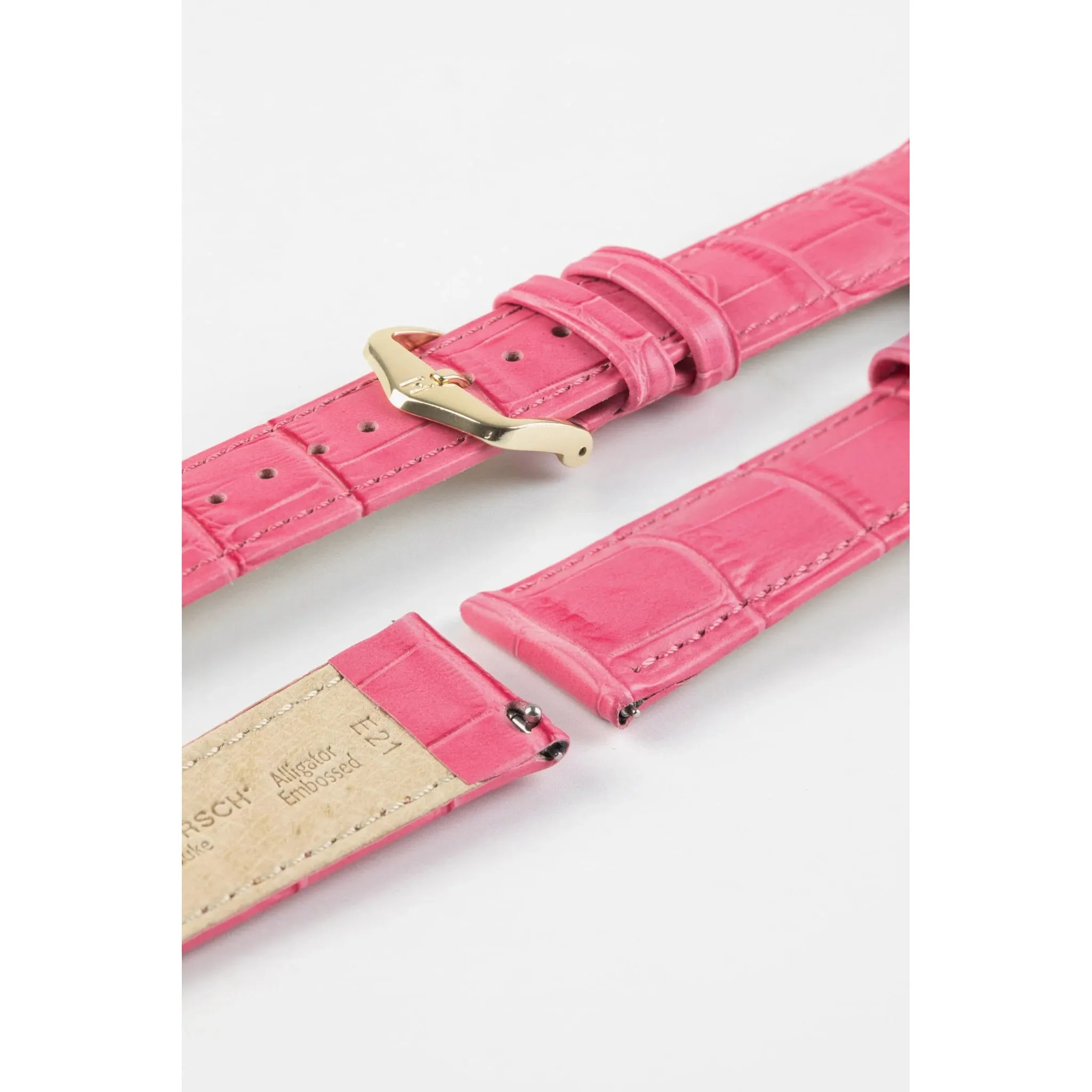 Pink HIRSCH DUKE Alligator Embossed Calfskin Watch Strap 010 28