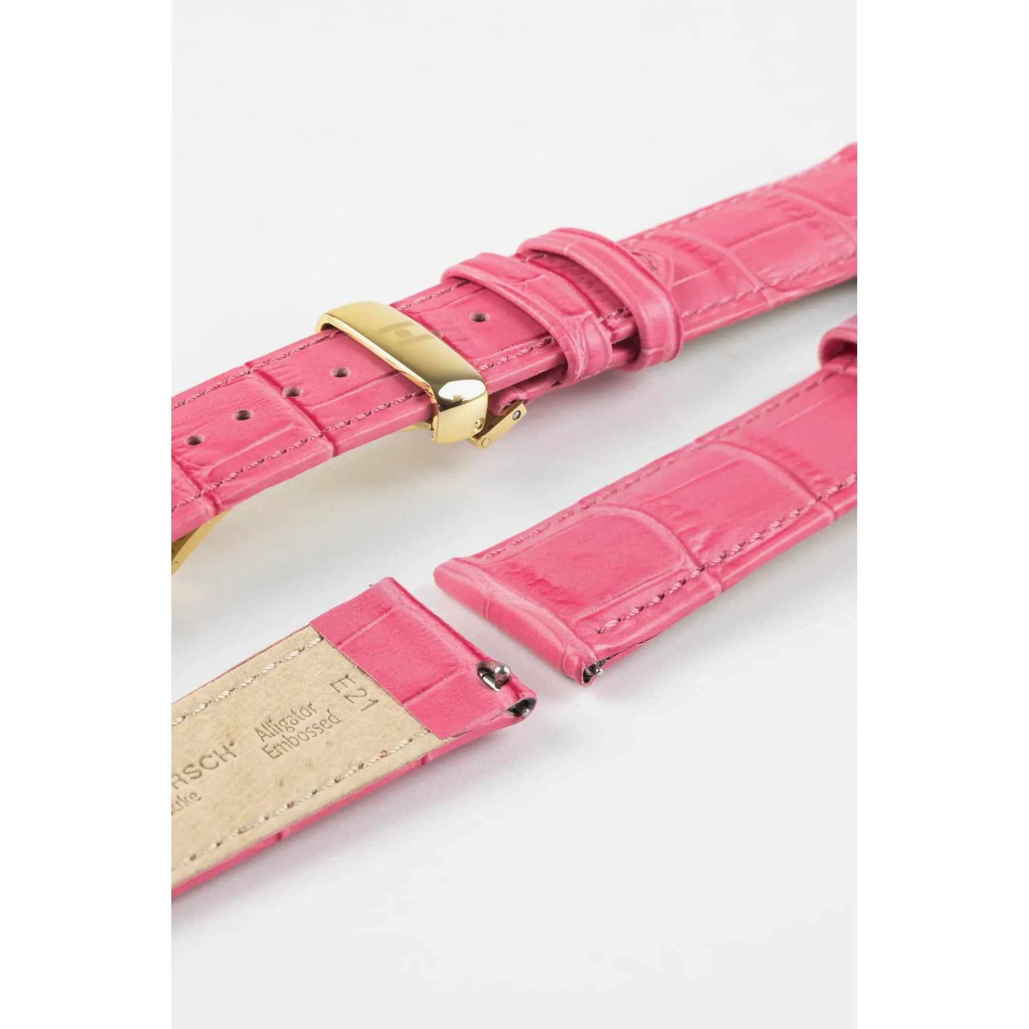 Pink HIRSCH DUKE Alligator Embossed Calfskin Watch Strap 010 28