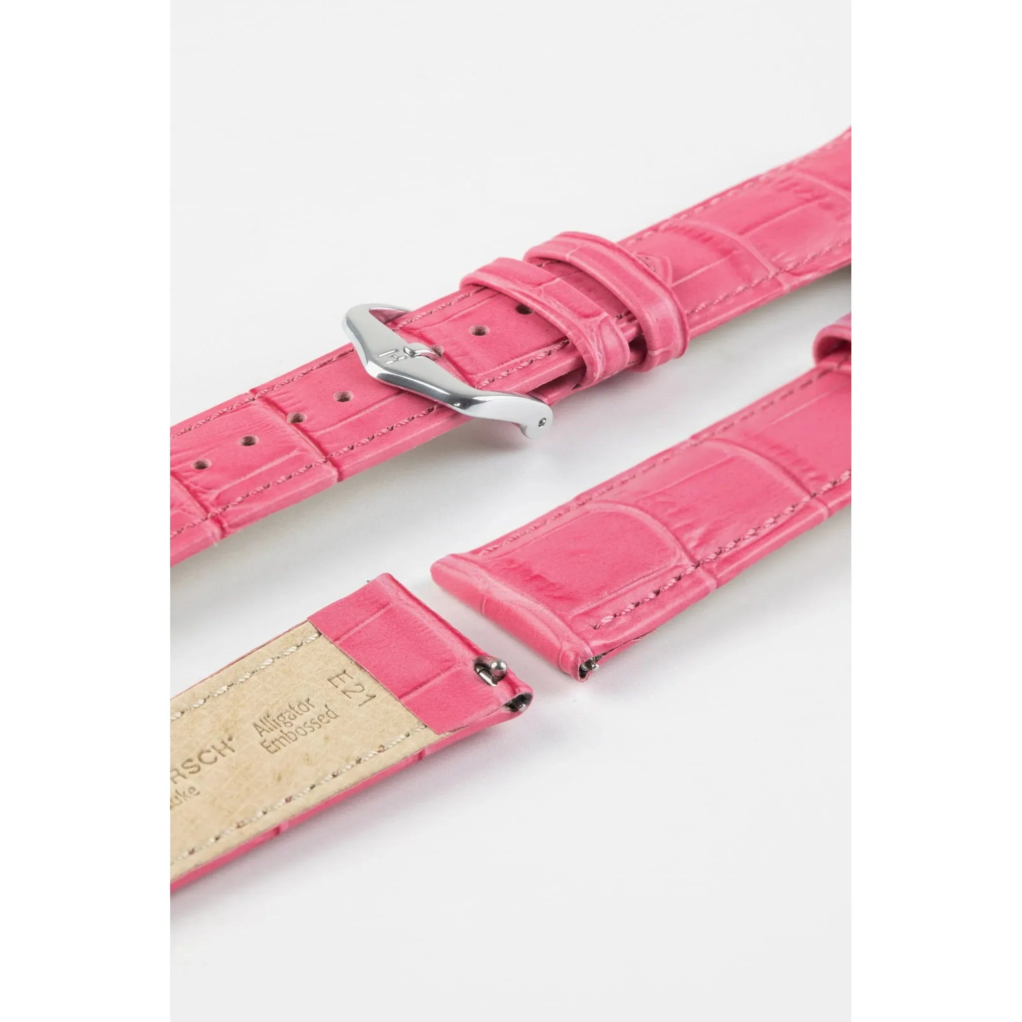 Pink HIRSCH DUKE Alligator Embossed Calfskin Watch Strap 010 28