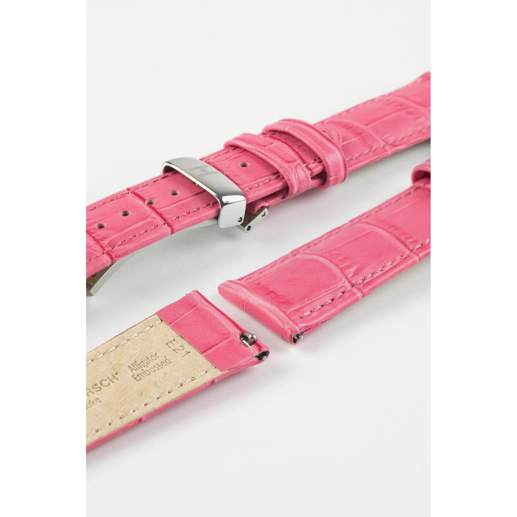 Pink HIRSCH DUKE Alligator Embossed Calfskin Watch Strap 010 28