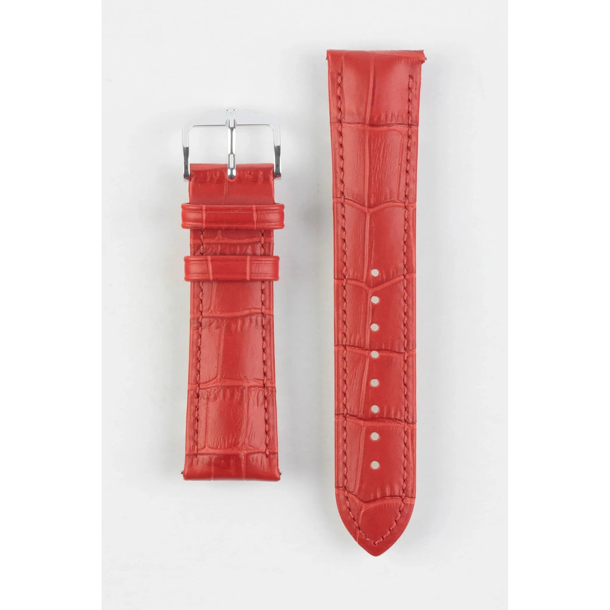 Red HIRSCH DUKE Alligator Embossed Calfskin Watch Strap 010 28