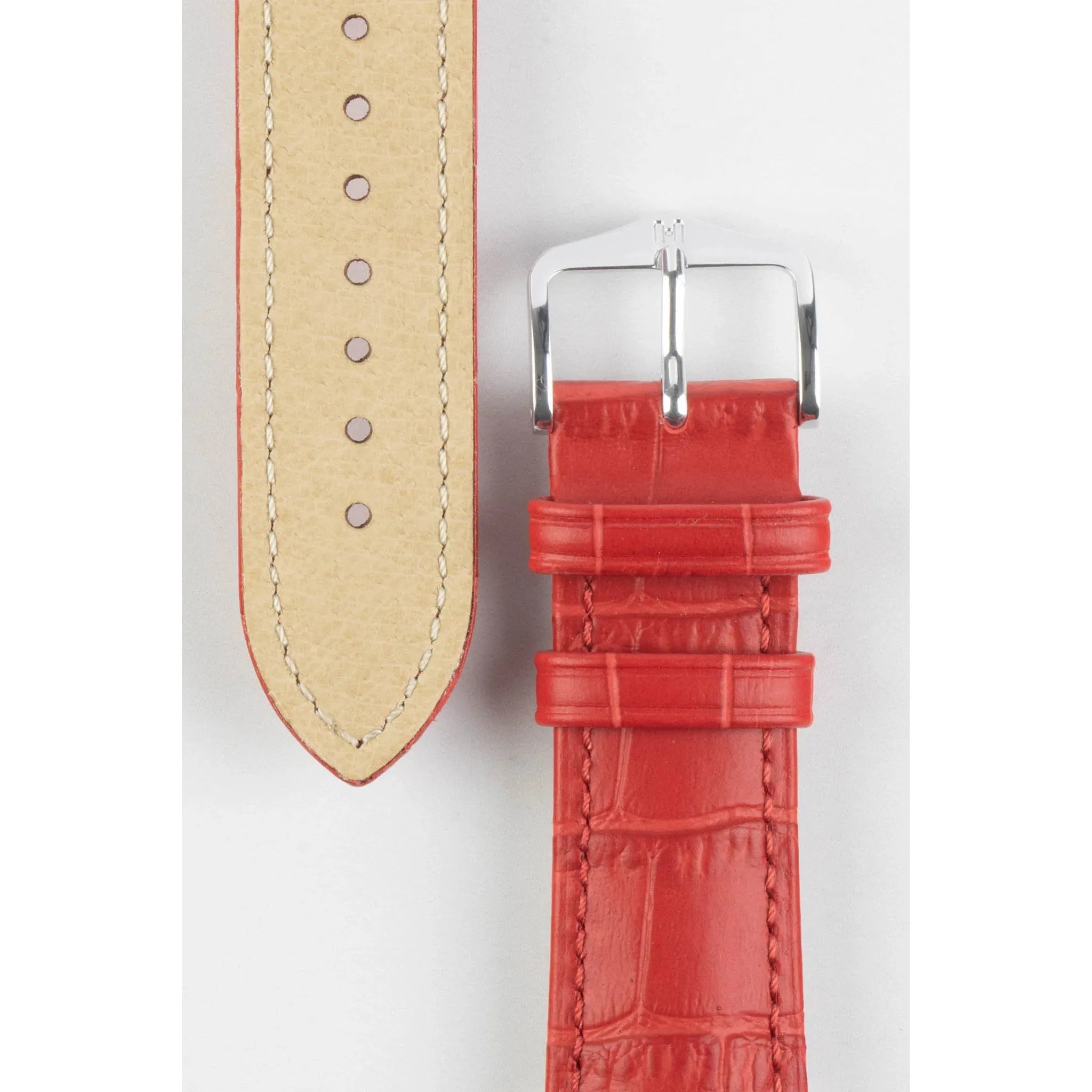 Red HIRSCH DUKE Alligator Embossed Calfskin Watch Strap 010 28