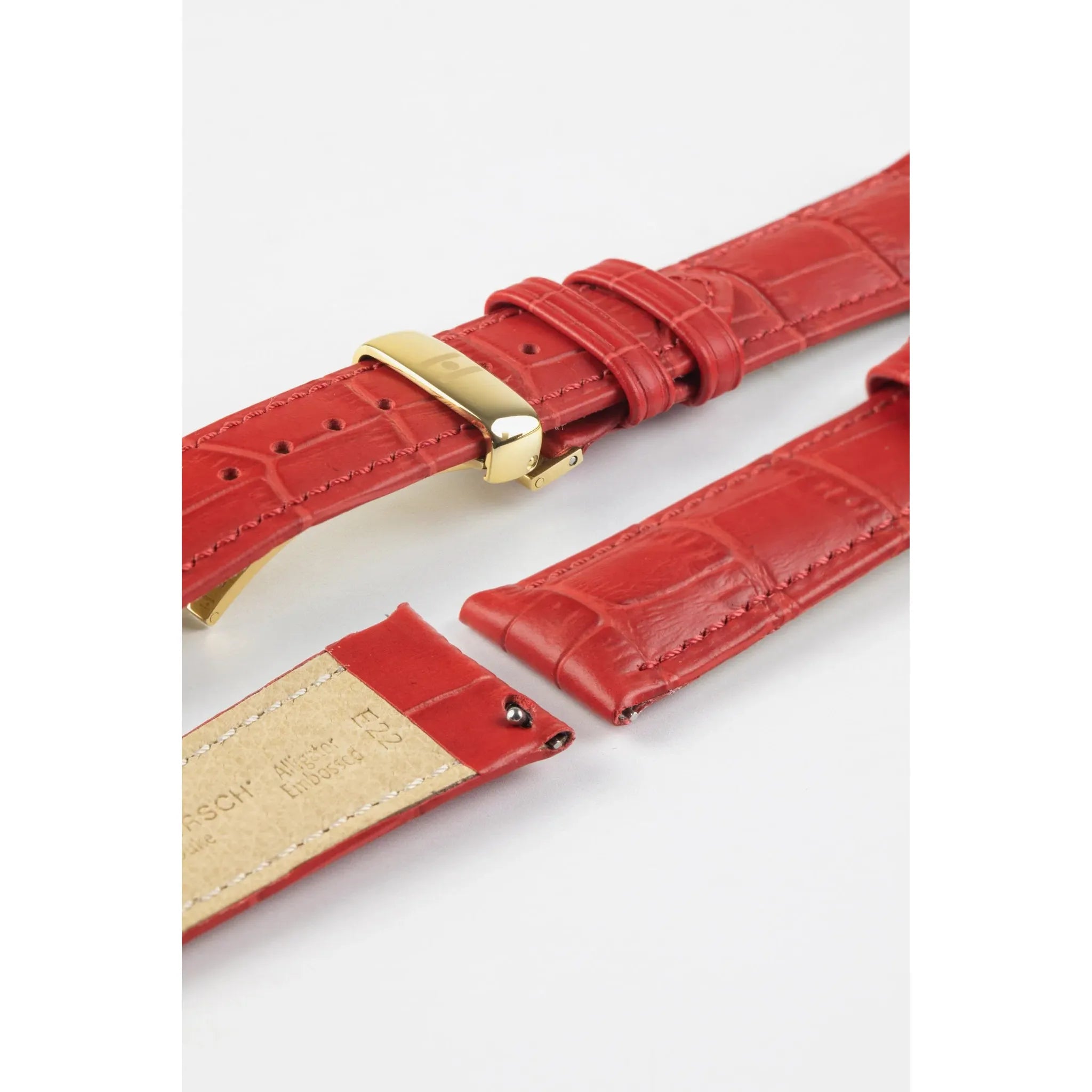 Red HIRSCH DUKE Alligator Embossed Calfskin Watch Strap 010 28