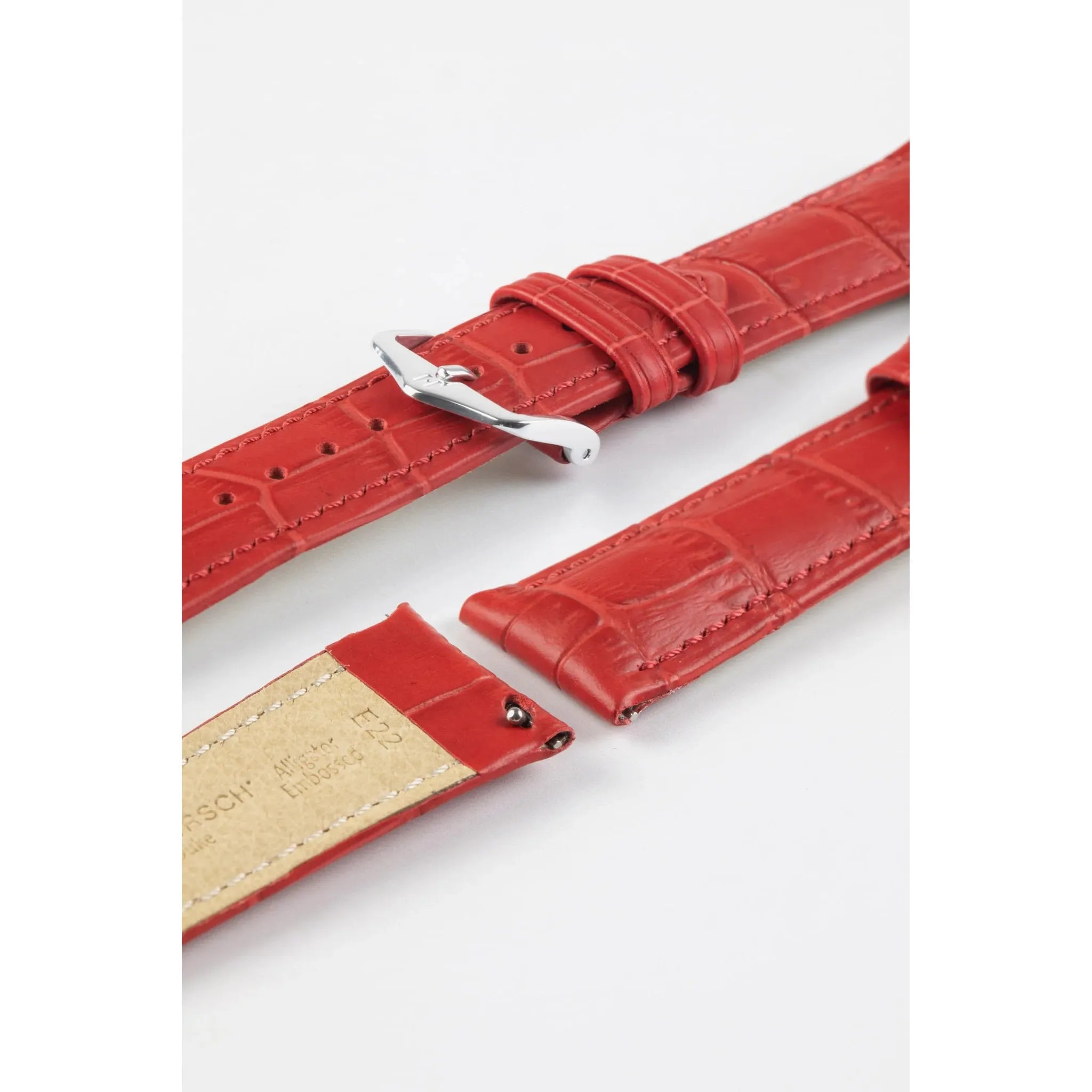 Red HIRSCH DUKE Alligator Embossed Calfskin Watch Strap 010 28