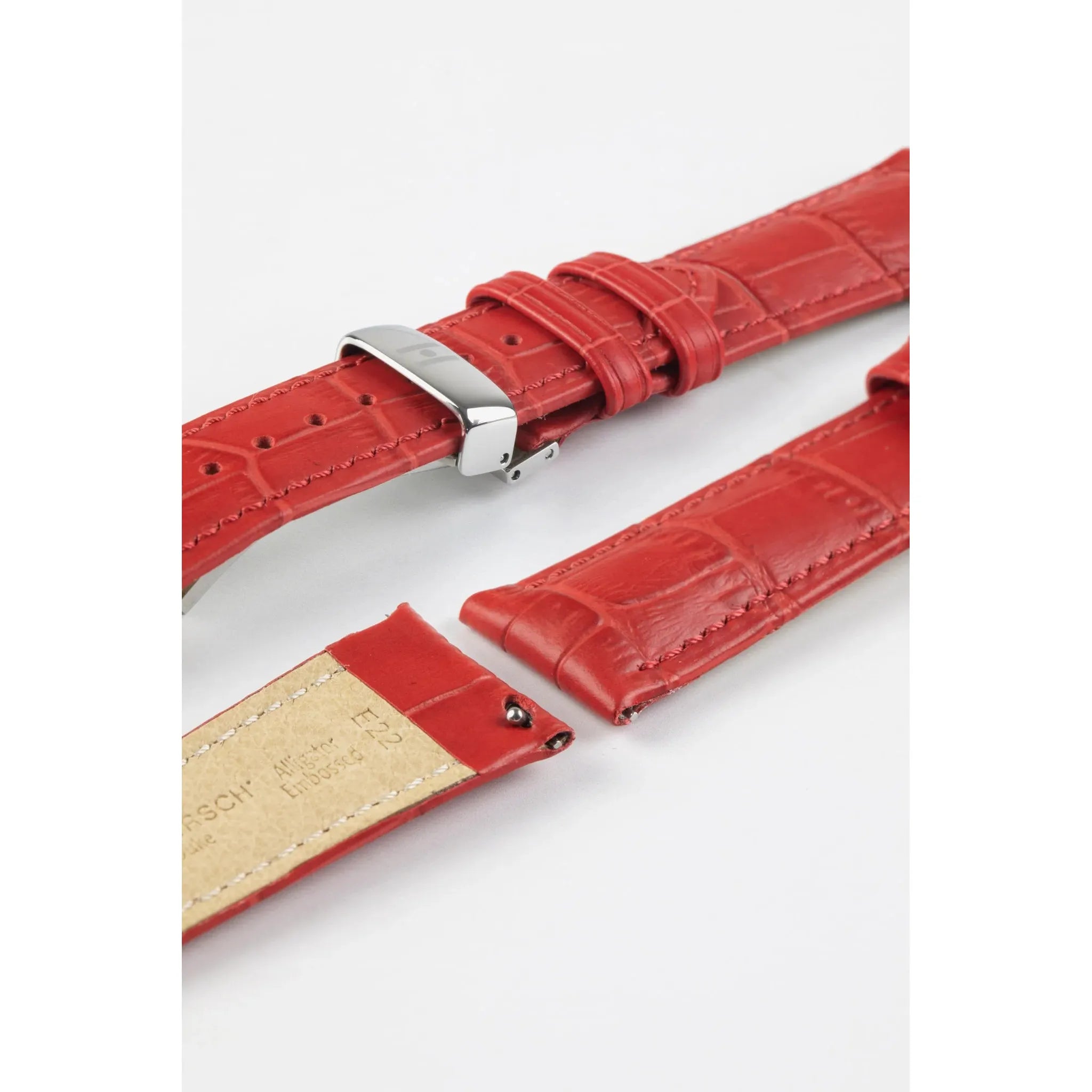 Red HIRSCH DUKE Alligator Embossed Calfskin Watch Strap 010 28