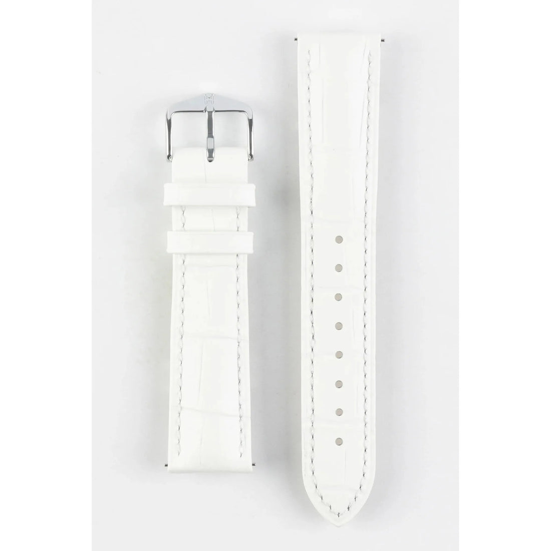 White HIRSCH DUKE Alligator Embossed Calfskin Watch Strap 010 28