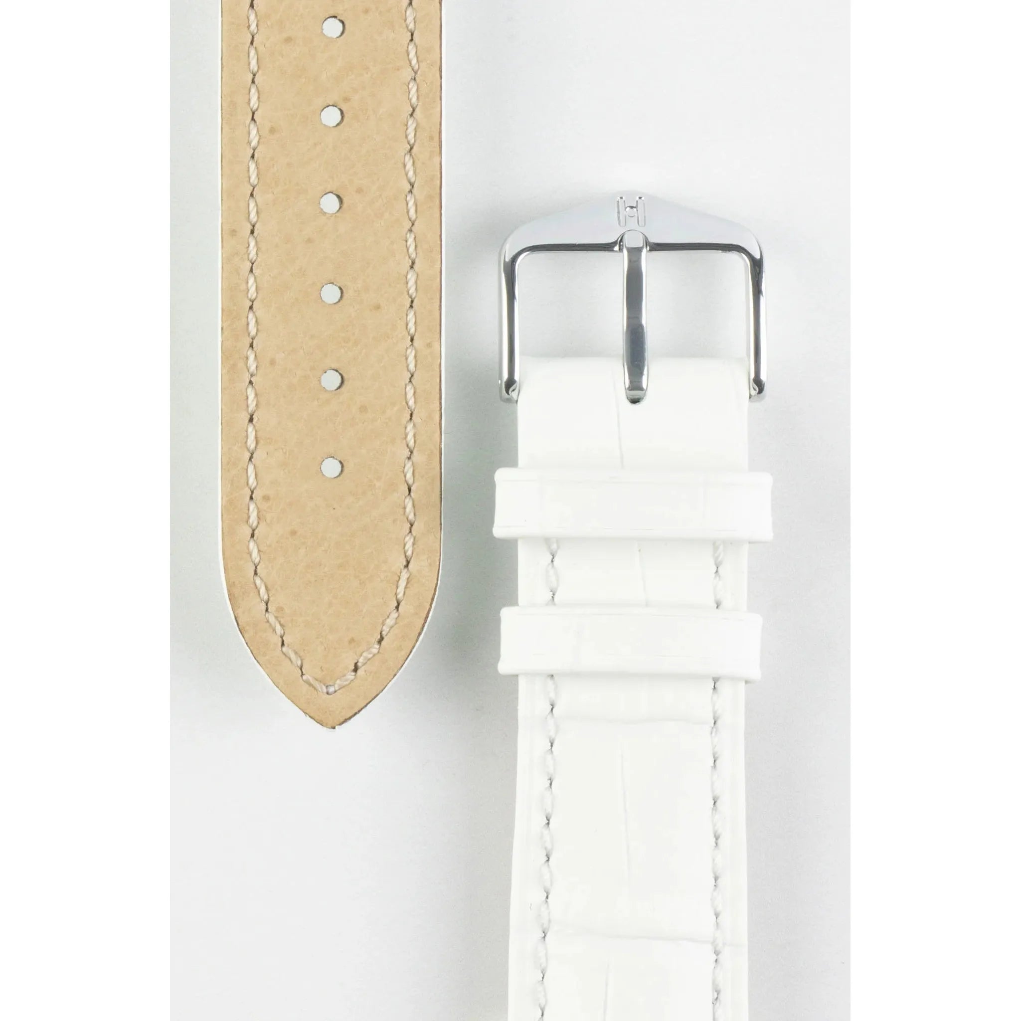 White HIRSCH DUKE Alligator Embossed Calfskin Watch Strap 010 28