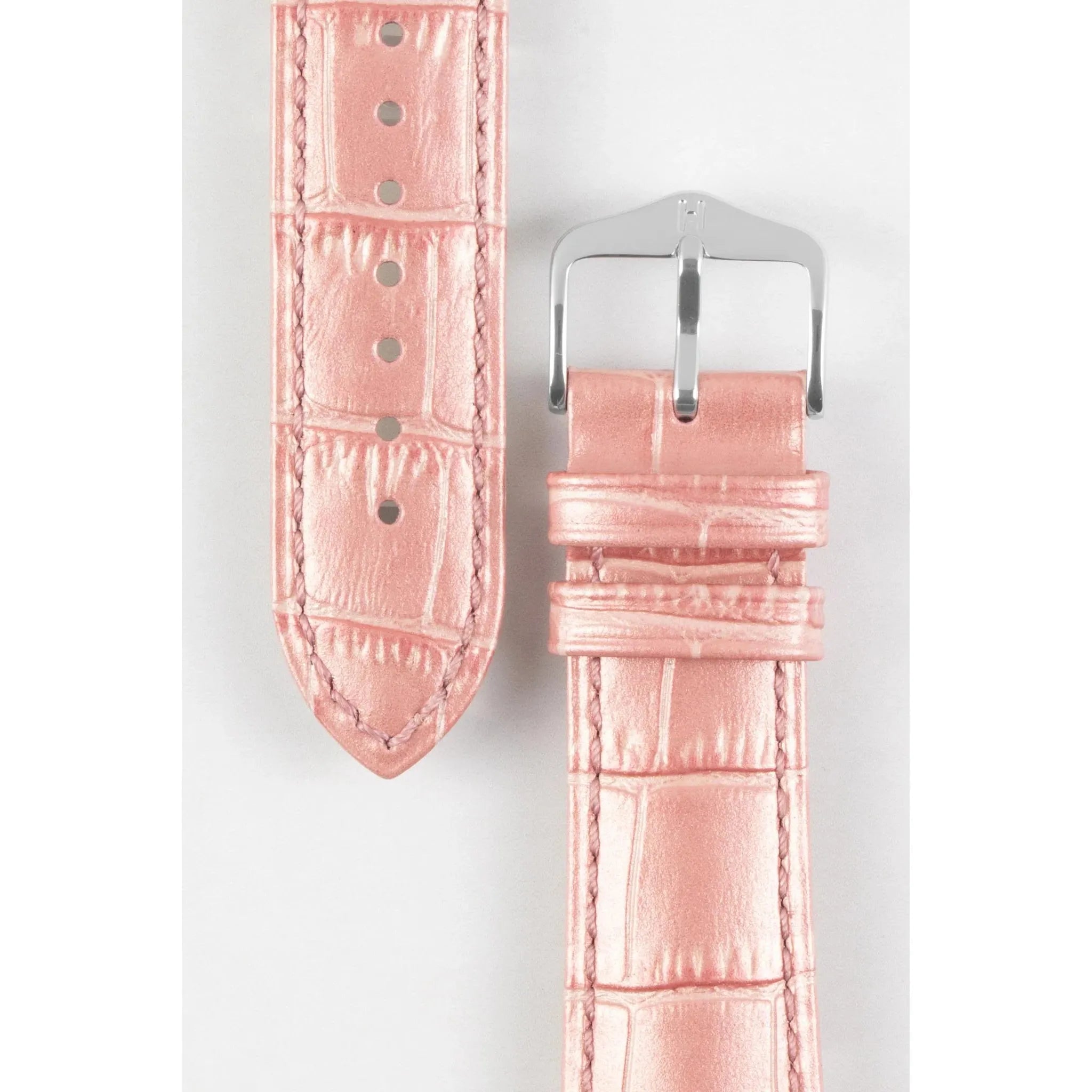 Rose Metalic HIRSCH DUKE Alligator Embossed Calfskin Watch Strap 010 28