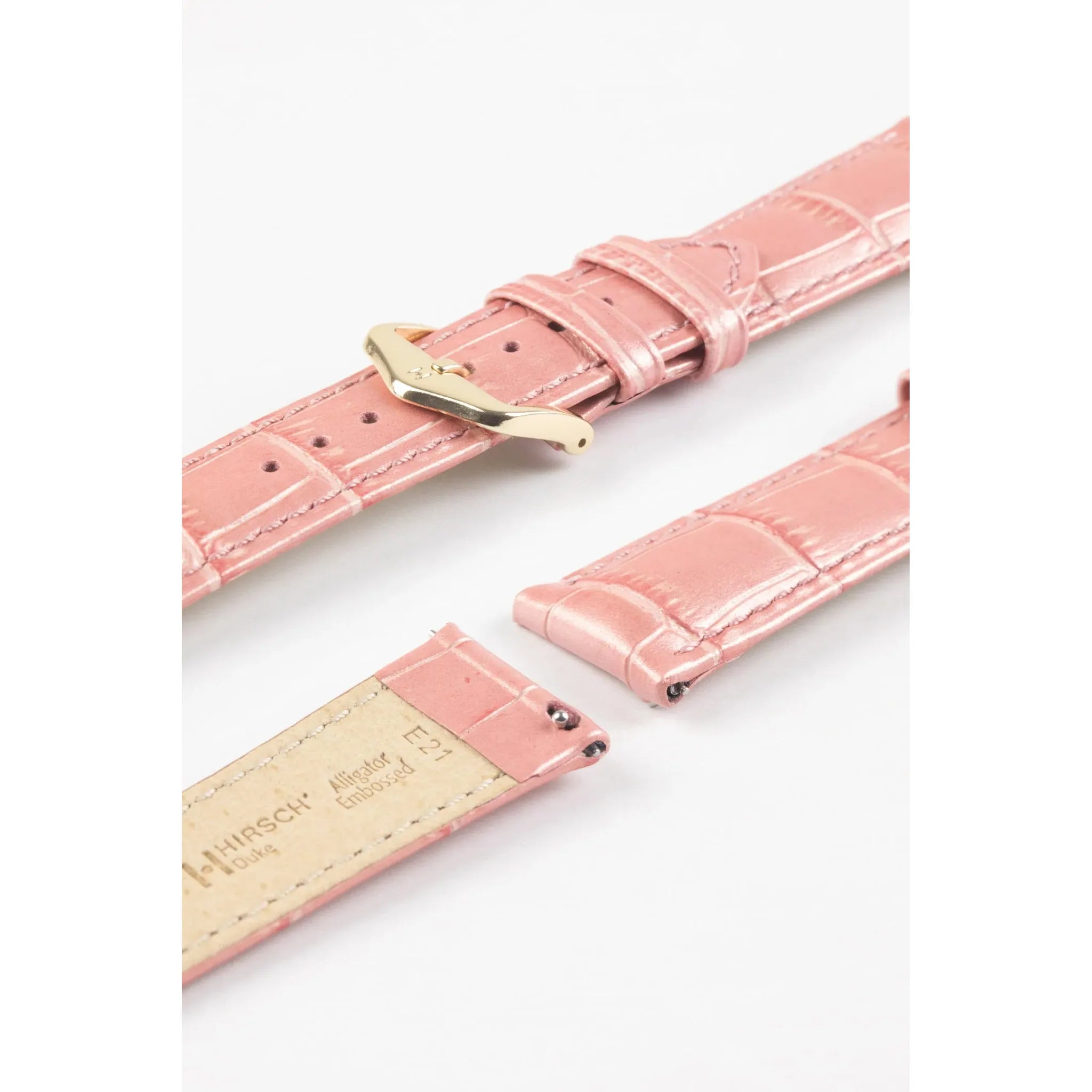 Rose Metalic HIRSCH DUKE Alligator Embossed Calfskin Watch Strap 010 28