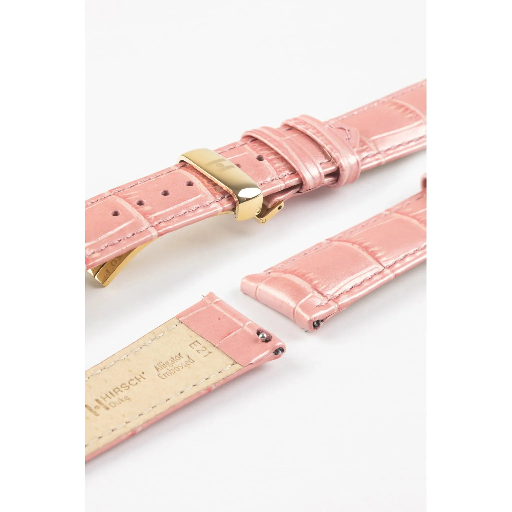 Rose Metalic HIRSCH DUKE Alligator Embossed Calfskin Watch Strap 010 28