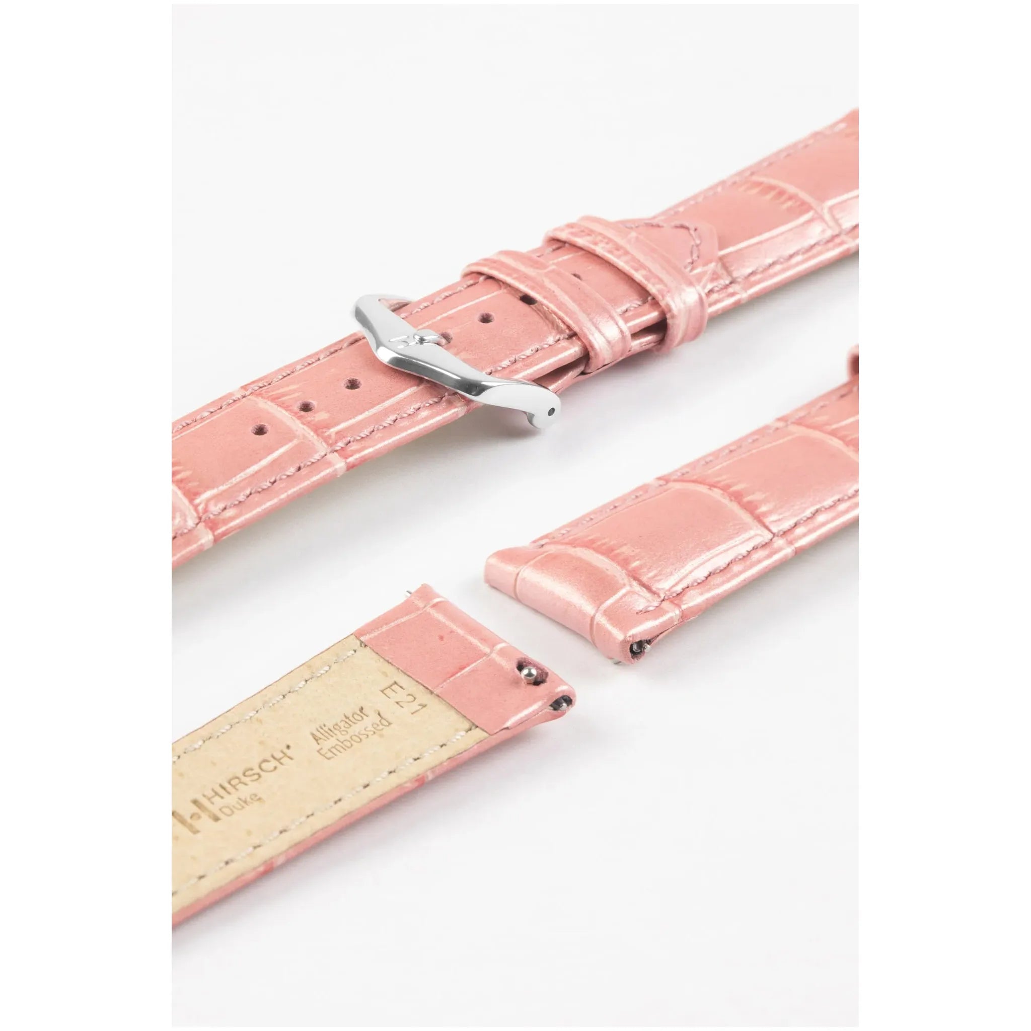 Rose Metalic HIRSCH DUKE Alligator Embossed Calfskin Watch Strap 010 28