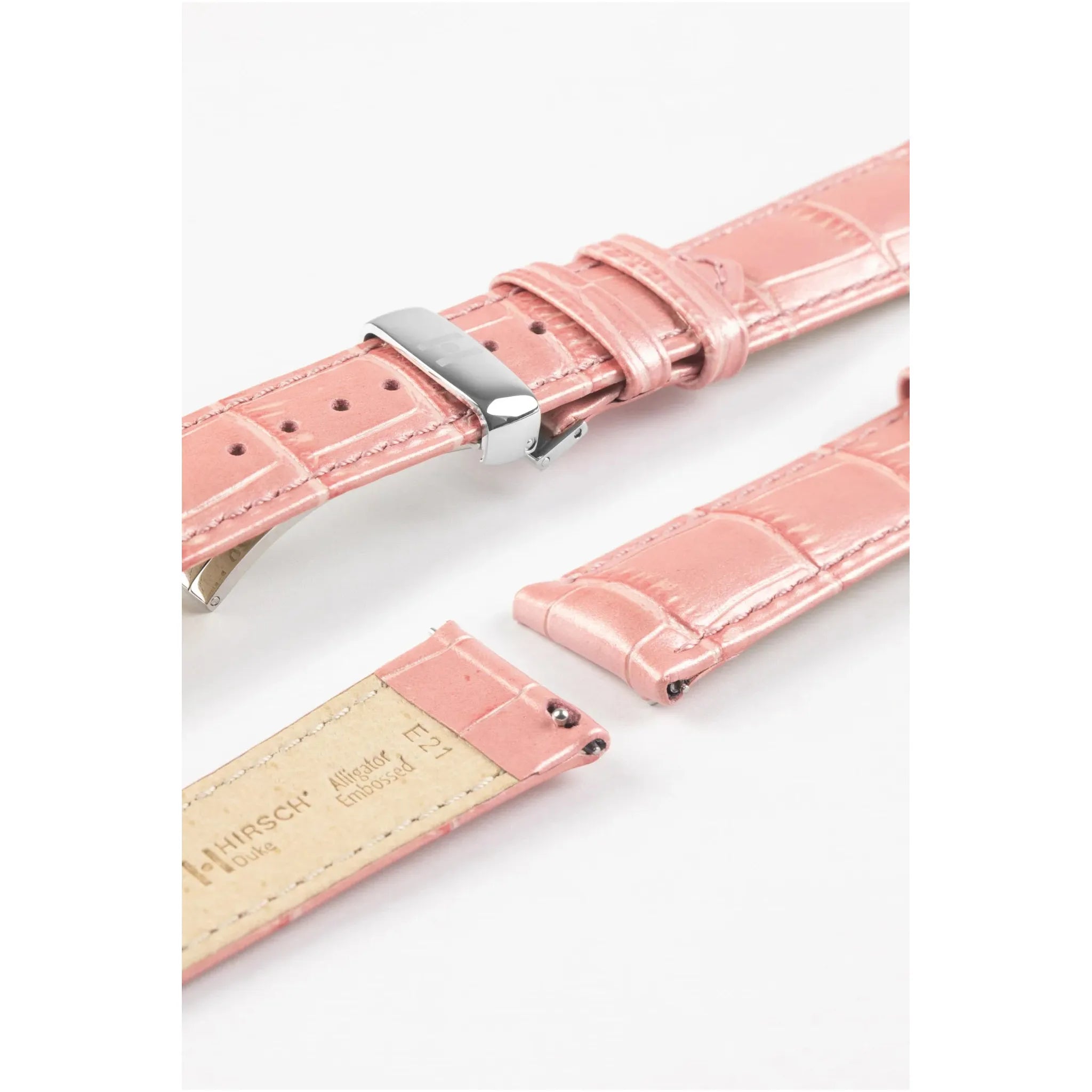 Rose Metalic HIRSCH DUKE Alligator Embossed Calfskin Watch Strap 010 28